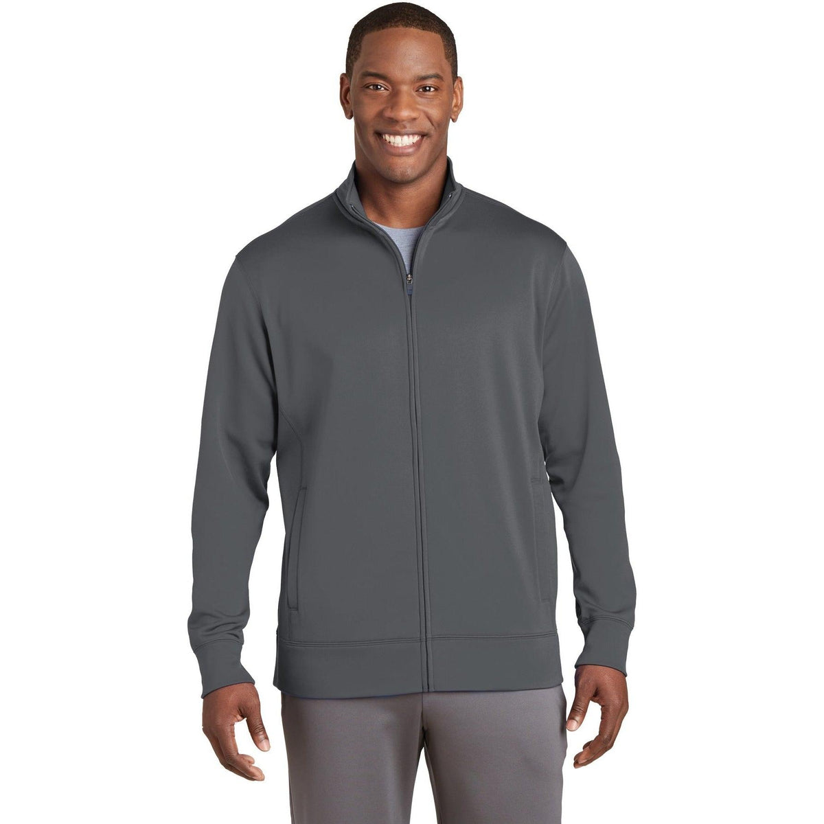 no-logo Sport-Tek Sport-Wick Fleece Full-Zip Jacket-Regular-Sport-Tek-Dark Smoke Grey-S-Thread Logic