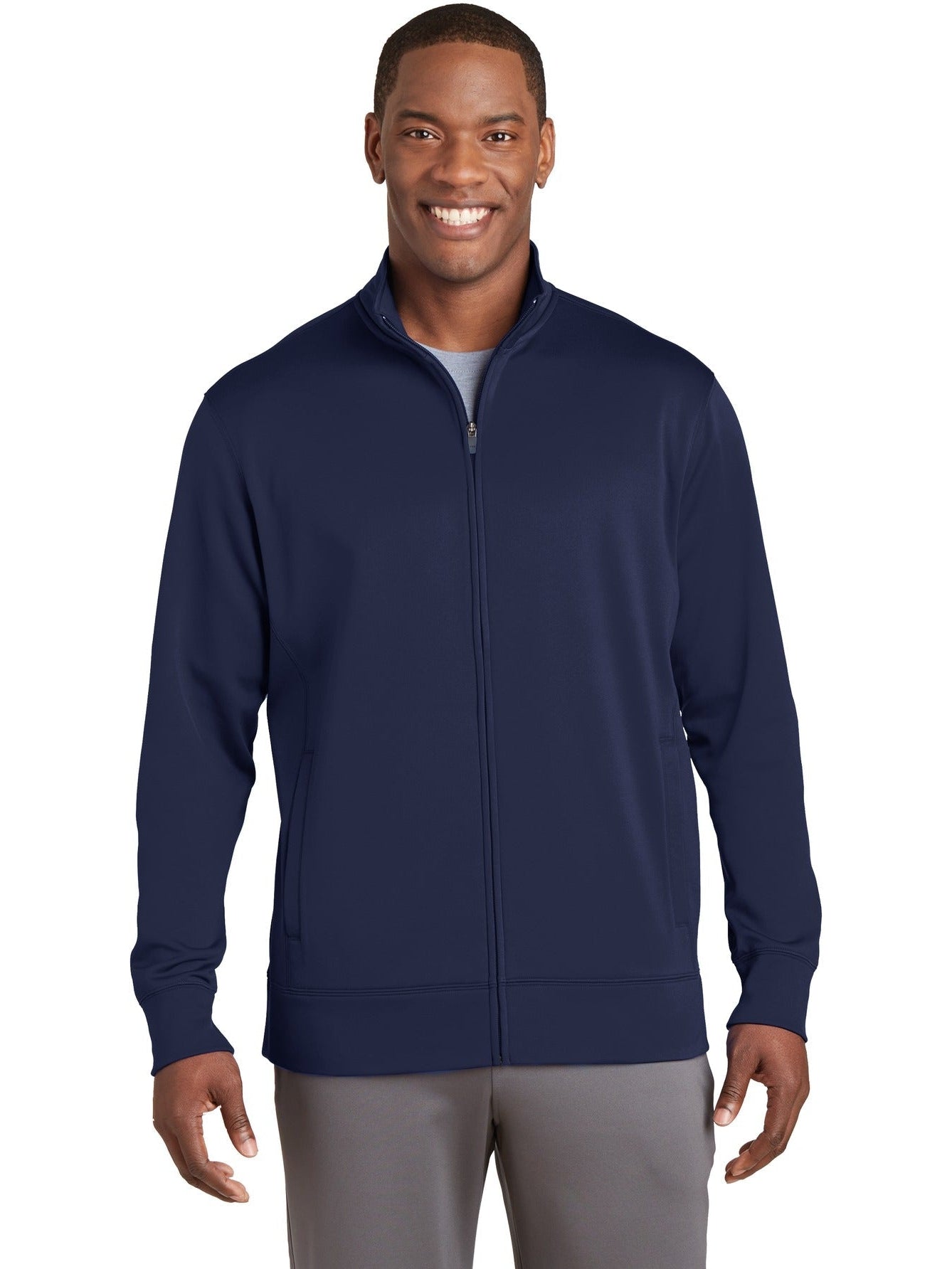 Sport-Tek Sport-Wick Fleece Full-Zip Jacket-Regular-Sport-Tek-Navy-S-Thread Logic