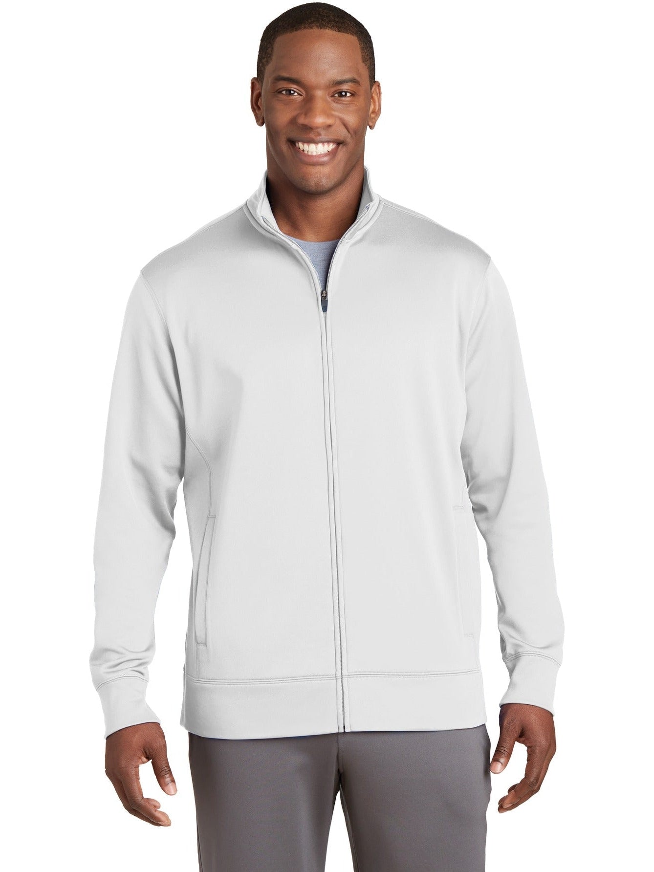 Sport-Tek Sport-Wick Fleece Full-Zip Jacket-Regular-Sport-Tek-White-S-Thread Logic