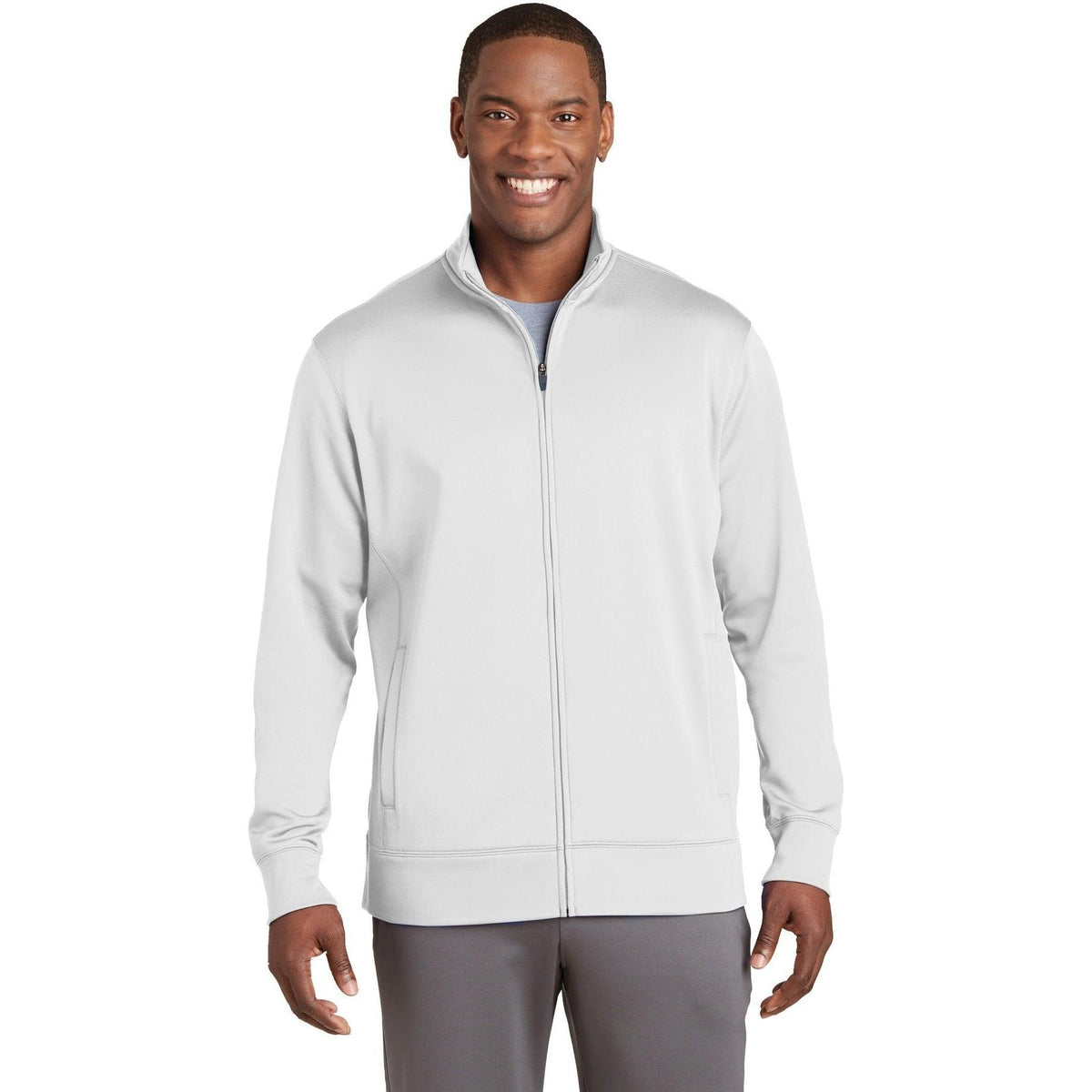 no-logo Sport-Tek Sport-Wick Fleece Full-Zip Jacket-Regular-Sport-Tek-White-S-Thread Logic