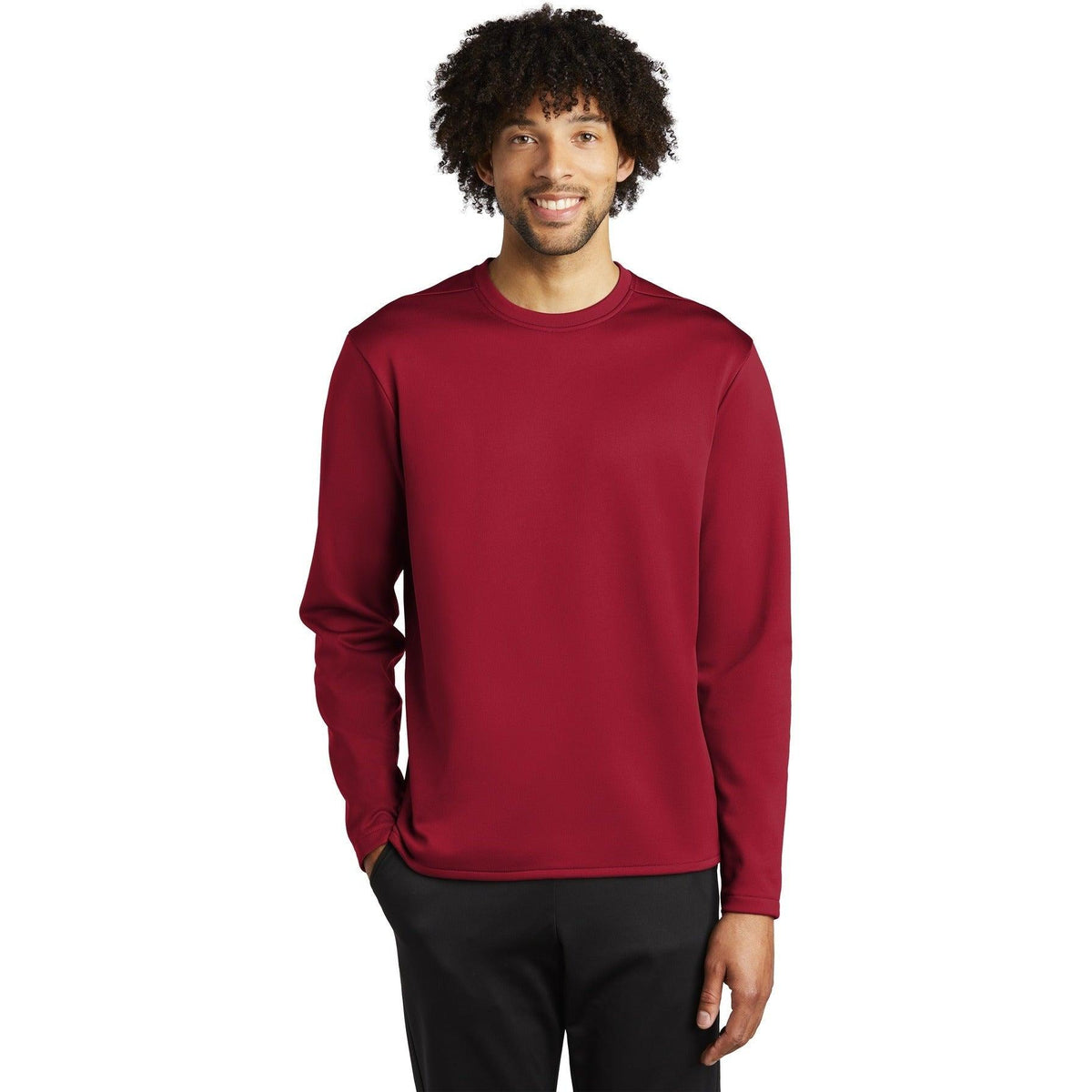 logo-left CLOSEOUT - Sport-Tek Sport-Wick Fleece Pullover Crew-Crewnecks-Sport-Tek-Deep Red-S-Thread Logic
