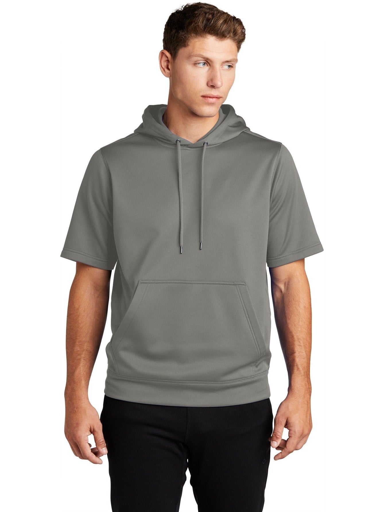 Sport-Tek Sport-Wick Fleece Short Sleeve Hooded Pullover-Regular-Sport-Tek-Dark Smoke Grey-S-Thread Logic