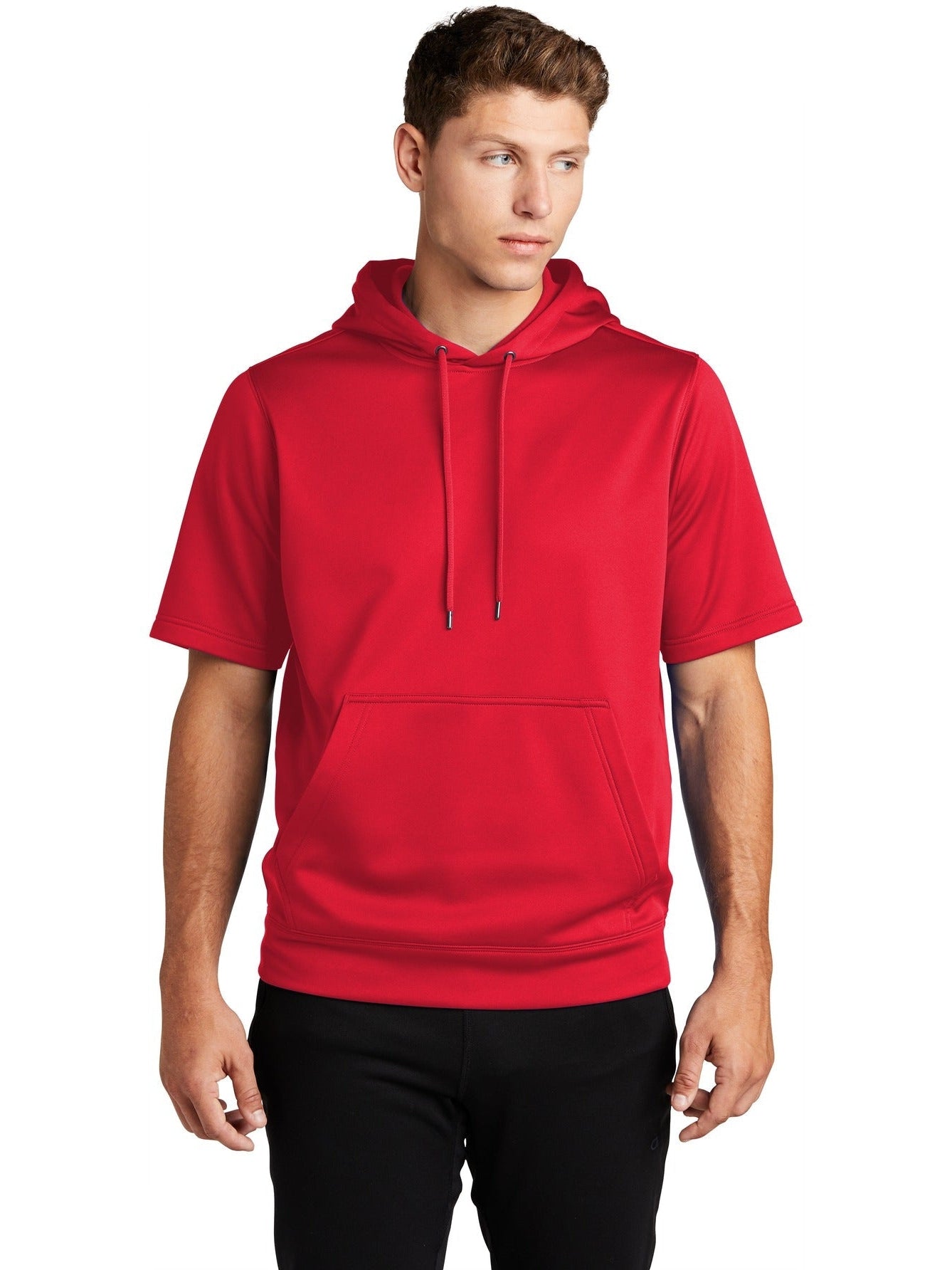 Sport-Tek Sport-Wick Fleece Short Sleeve Hooded Pullover-Regular-Sport-Tek-Deep Red-S-Thread Logic