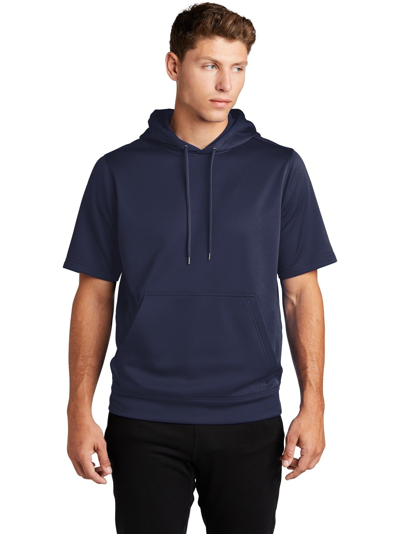 Sport-Tek Sport-Wick Fleece Short Sleeve Hooded Pullover-Regular-Sport-Tek-Navy-S-Thread Logic
