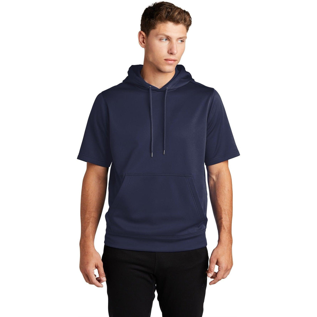no-logo Sport-Tek Sport-Wick Fleece Short Sleeve Hooded Pullover-Regular-Sport-Tek-Navy-S-Thread Logic