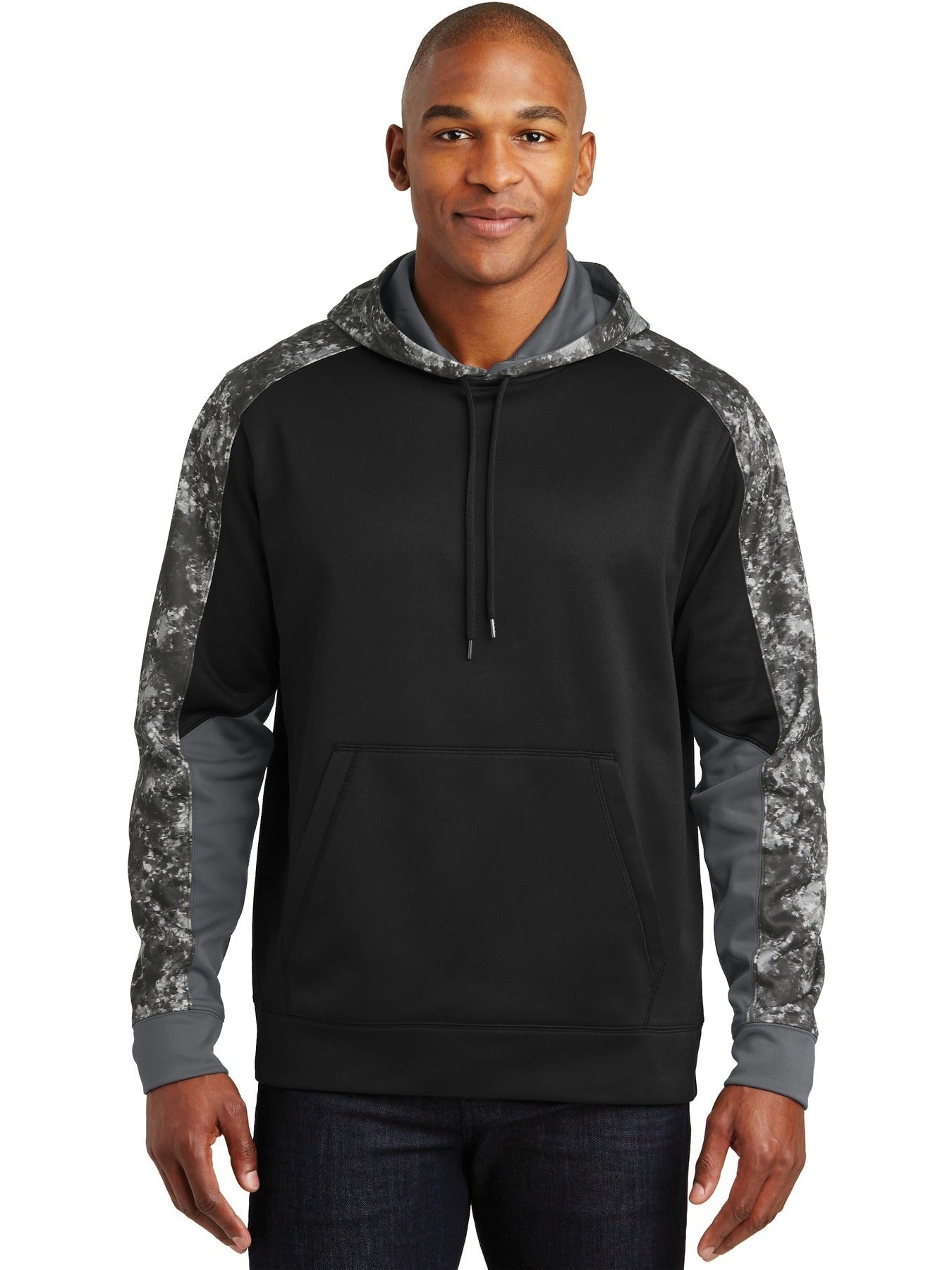 Sport-Tek Sport-Wick Mineral Freeze Fleece Colorblock Hooded Pullover-Regular-Sport-Tek-Black/Black-S-Thread Logic