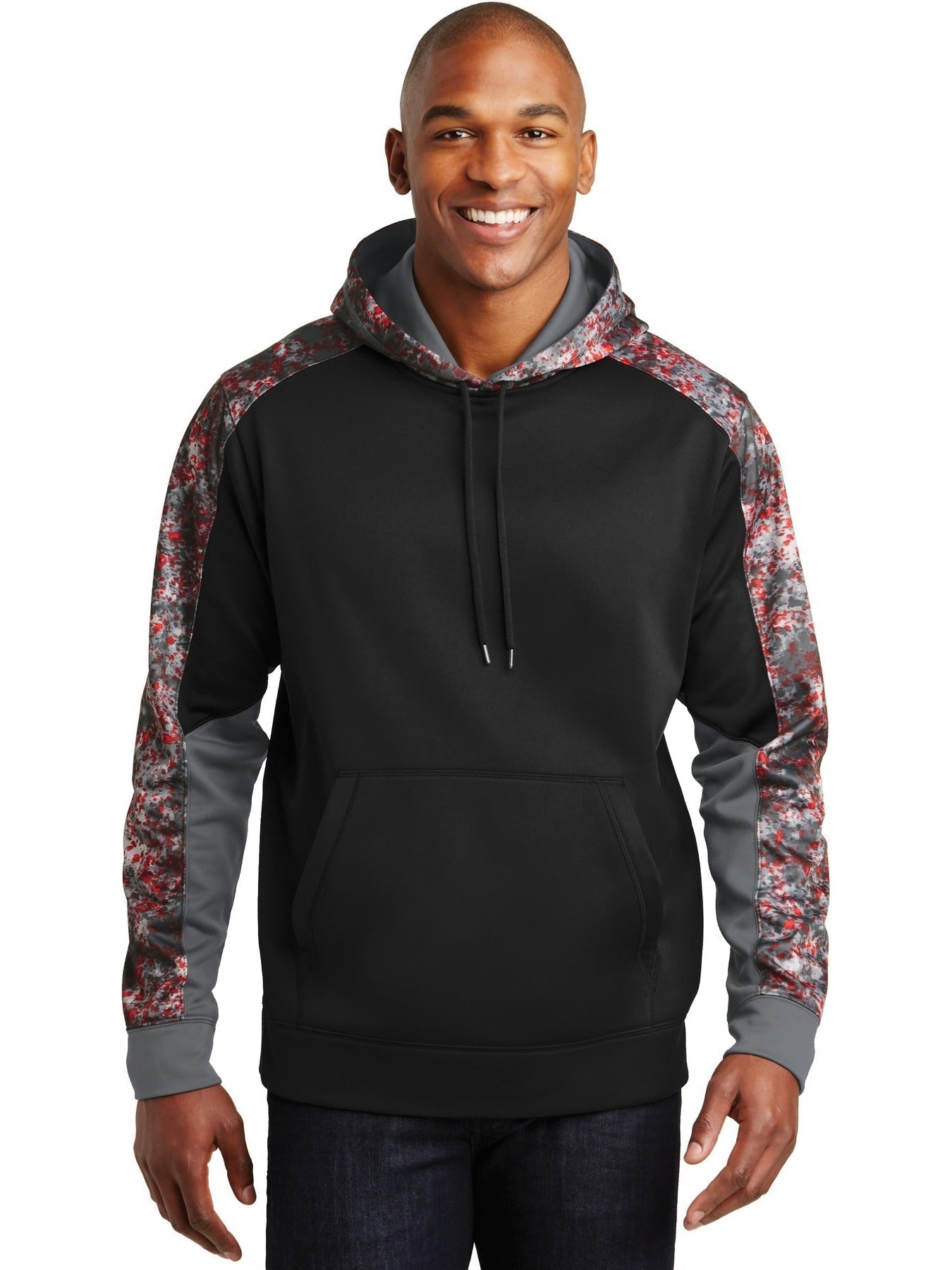 Sport-Tek Sport-Wick Mineral Freeze Fleece Colorblock Hooded Pullover-Regular-Sport-Tek-Deep Red/Black-S-Thread Logic