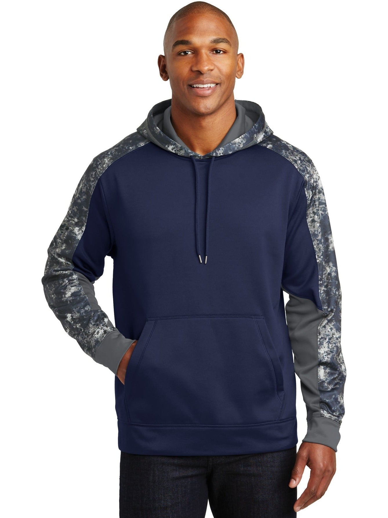 Sport-Tek Sport-Wick Mineral Freeze Fleece Colorblock Hooded Pullover-Regular-Sport-Tek-True Navy/Navy-S-Thread Logic