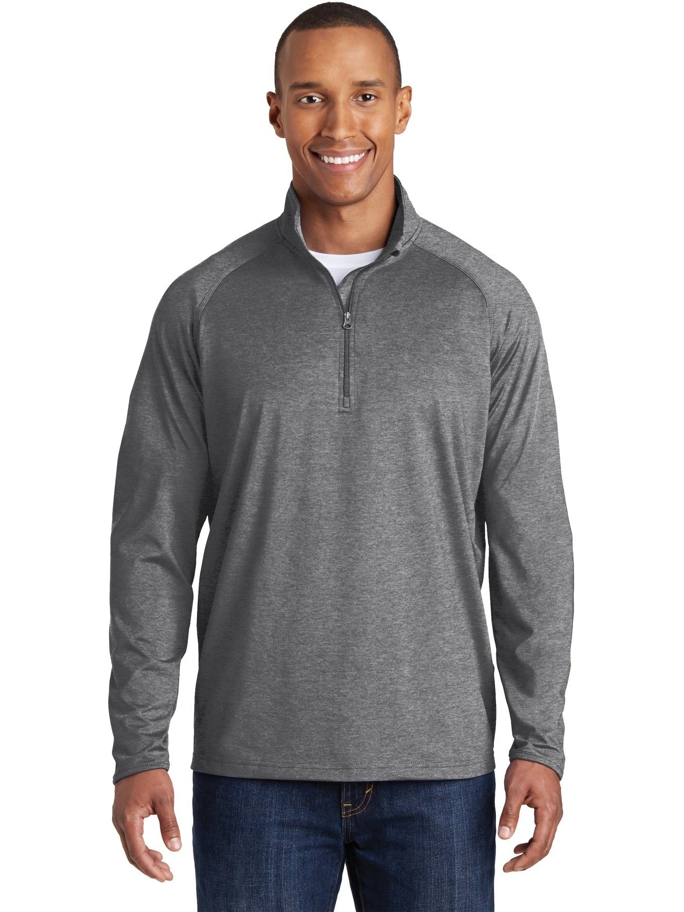 Sport-Tek Sport-Wick Stretch 1/2 Zip Pullover-Regular-Sport-Tek-Charcoal Grey Heather-S-Thread Logic
