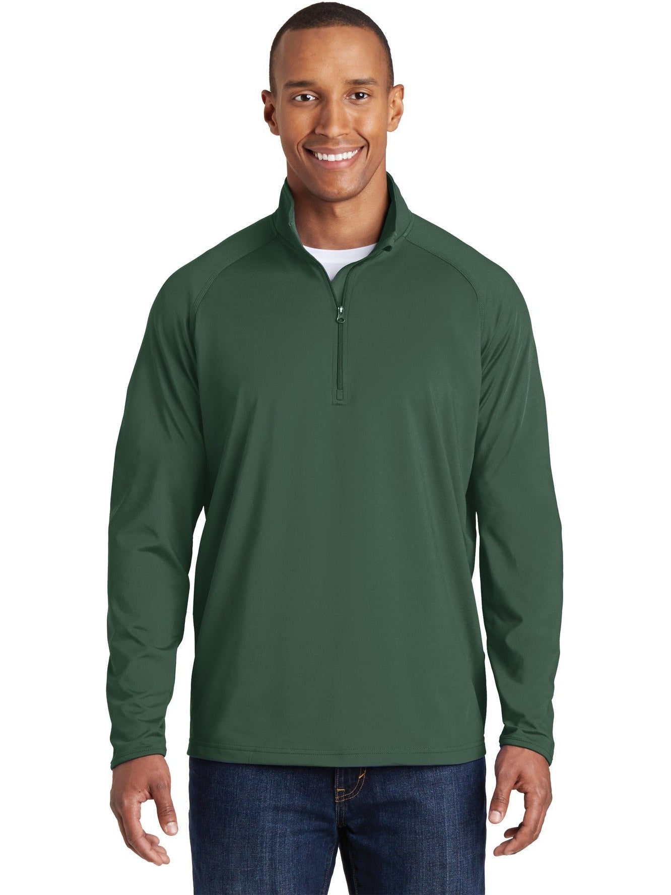 Sport-Tek Sport-Wick Stretch 1/2 Zip Pullover-Regular-Sport-Tek-Forest Green-S-Thread Logic