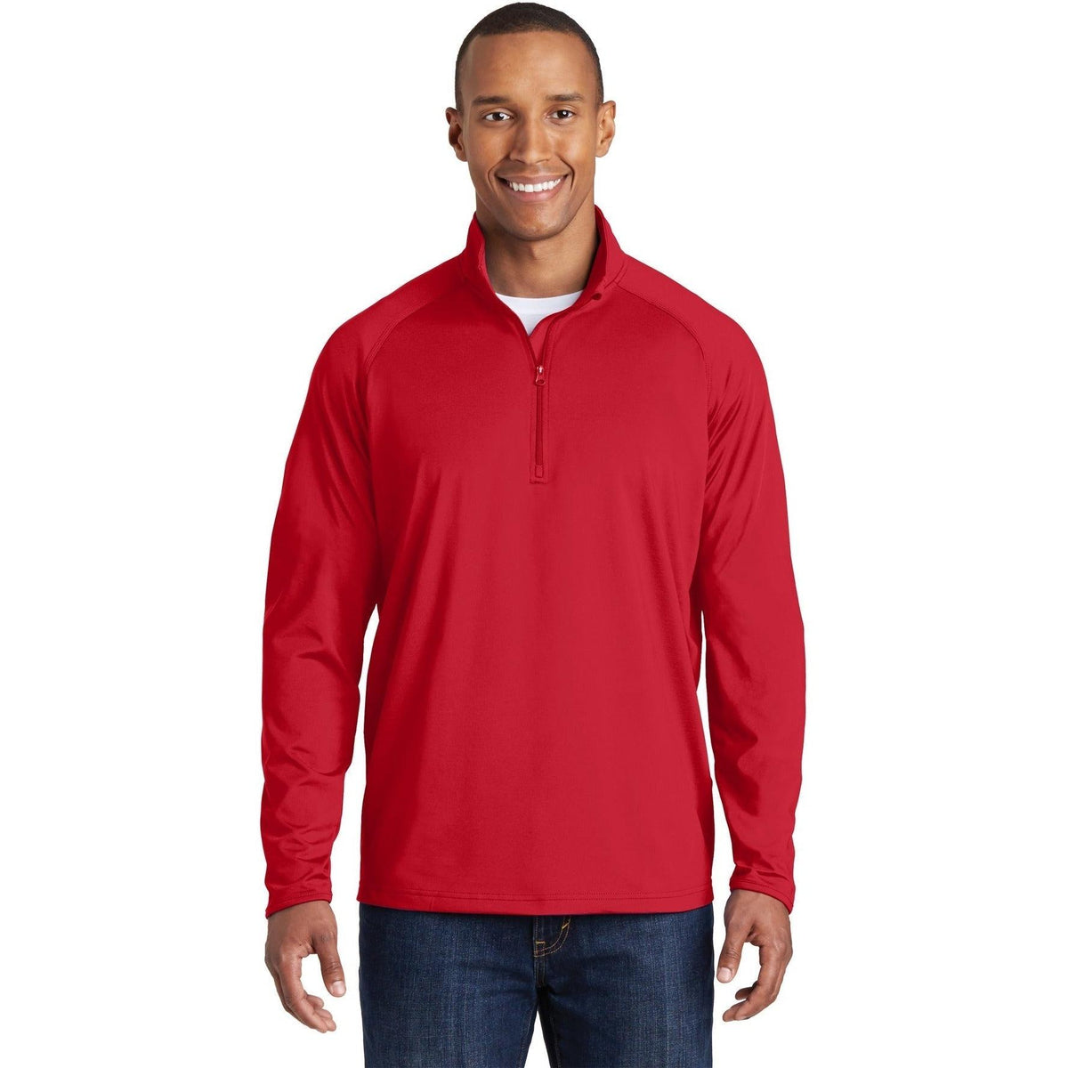 no-logo Sport-Tek Sport-Wick Stretch 1/2 Zip Pullover-Quarter Zips-Sport-Tek-True Red-S-Thread Logic