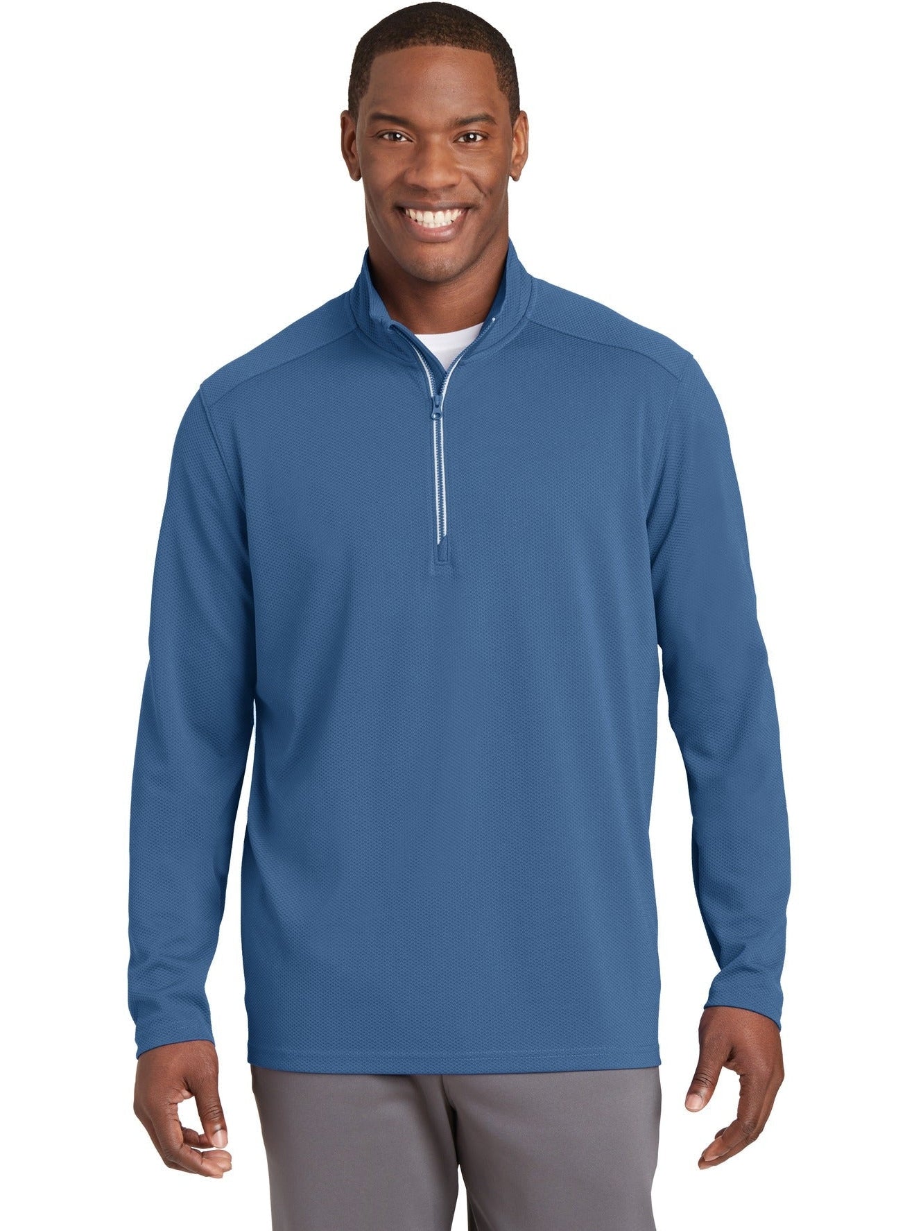 Sport-Tek Sport-Wick Textured 1/4-Zip Pullover-Regular-Sport-Tek-Dawn Blue-S-Thread Logic