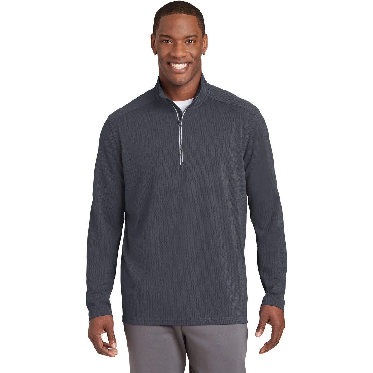 no-logo Sport-Tek Sport-Wick Textured 1/4-Zip Pullover-Regular-Sport-Tek-Iron Grey-S-Thread Logic