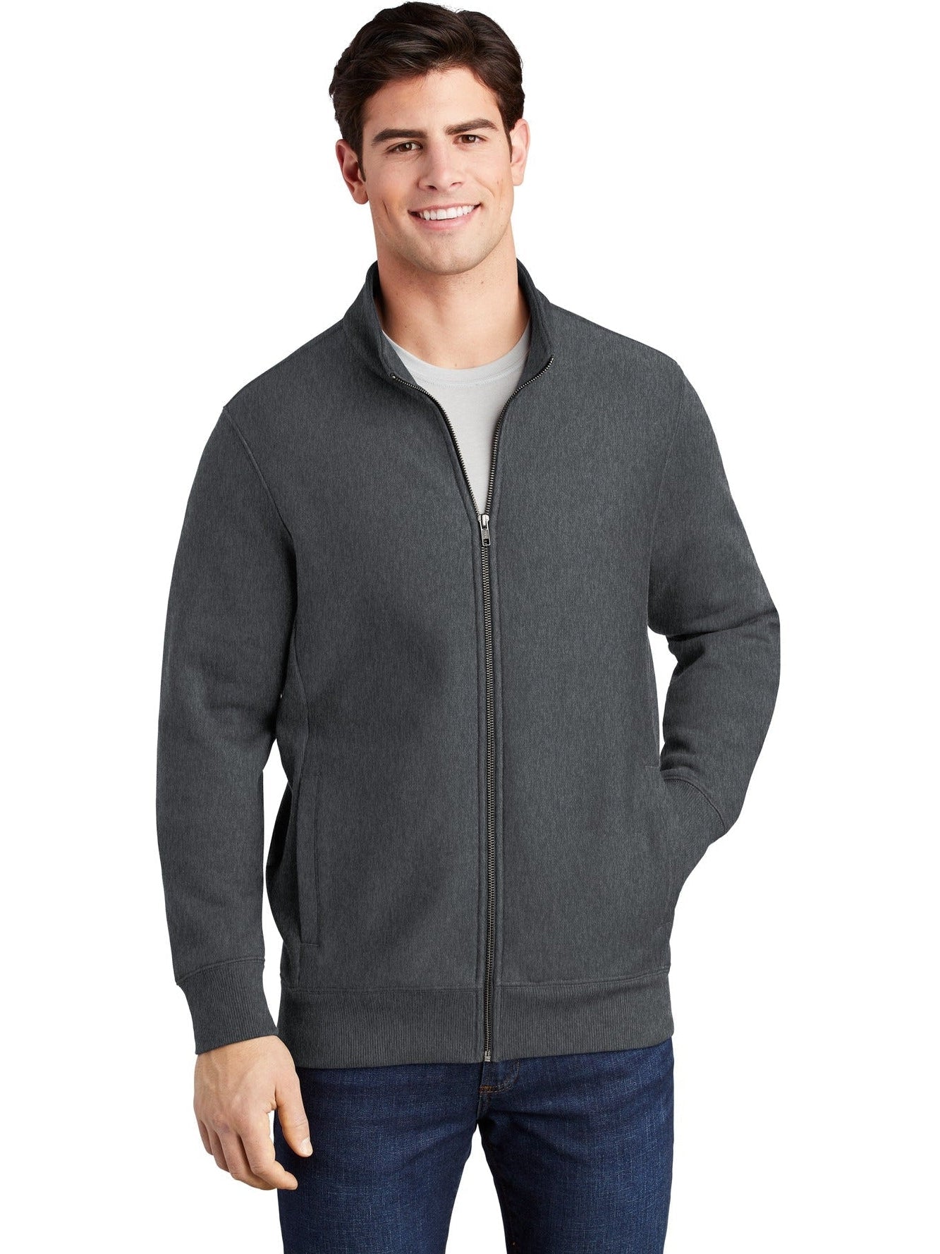Sport-Tek Super Heavyweight Full-Zip Sweatshirt-Regular-Sport-Tek-Graphite Heather-S-Thread Logic