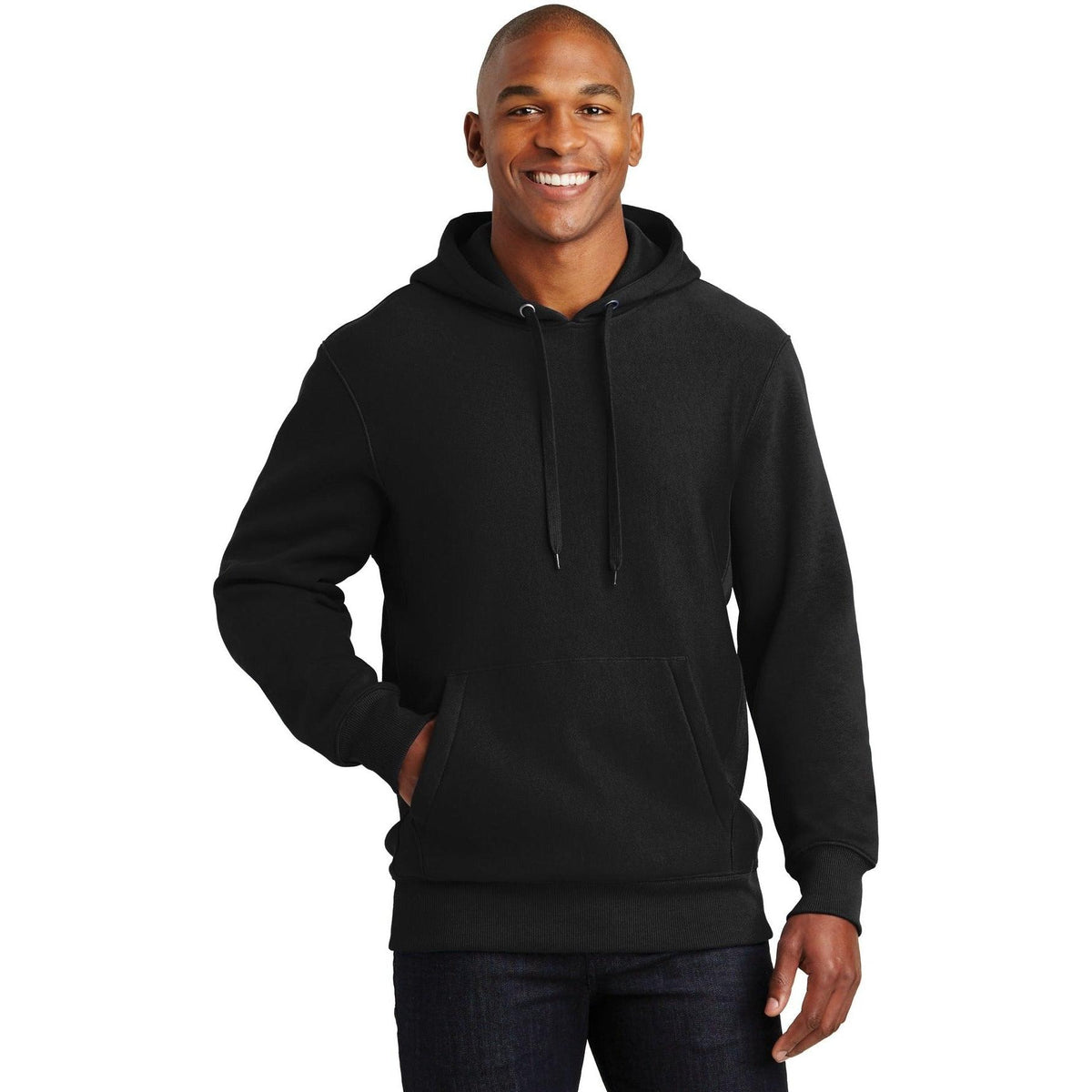 logo-left Sport-Tek Super Heavyweight Hooded Sweatshirt-Hoodies-Sport-Tek-Black-S-Thread Logic