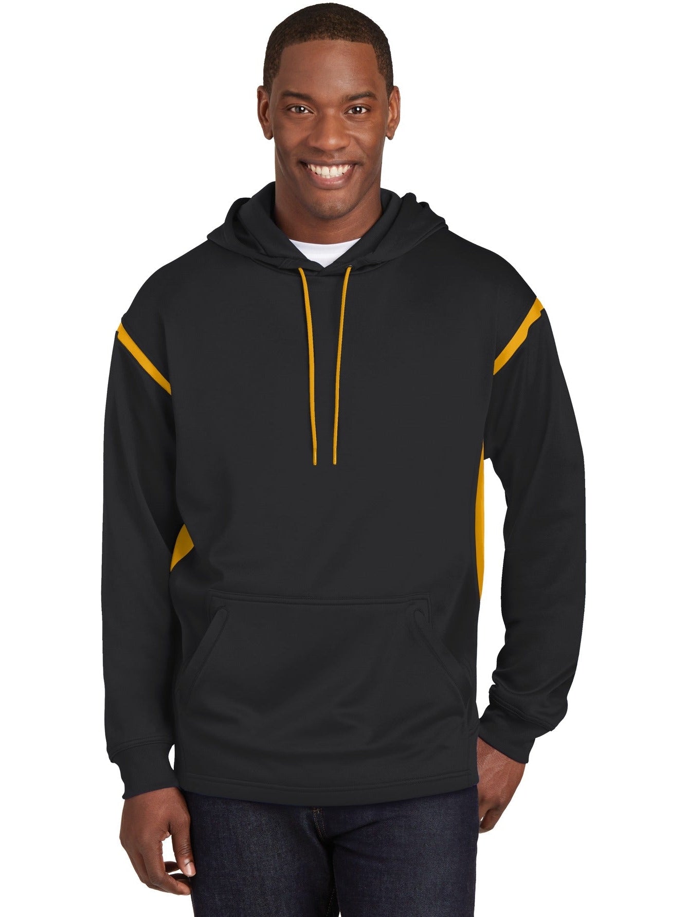 Sport-Tek Tech Fleece Hooded Sweatshirt-Regular-Sport-Tek-Black/Gold-S-Thread Logic