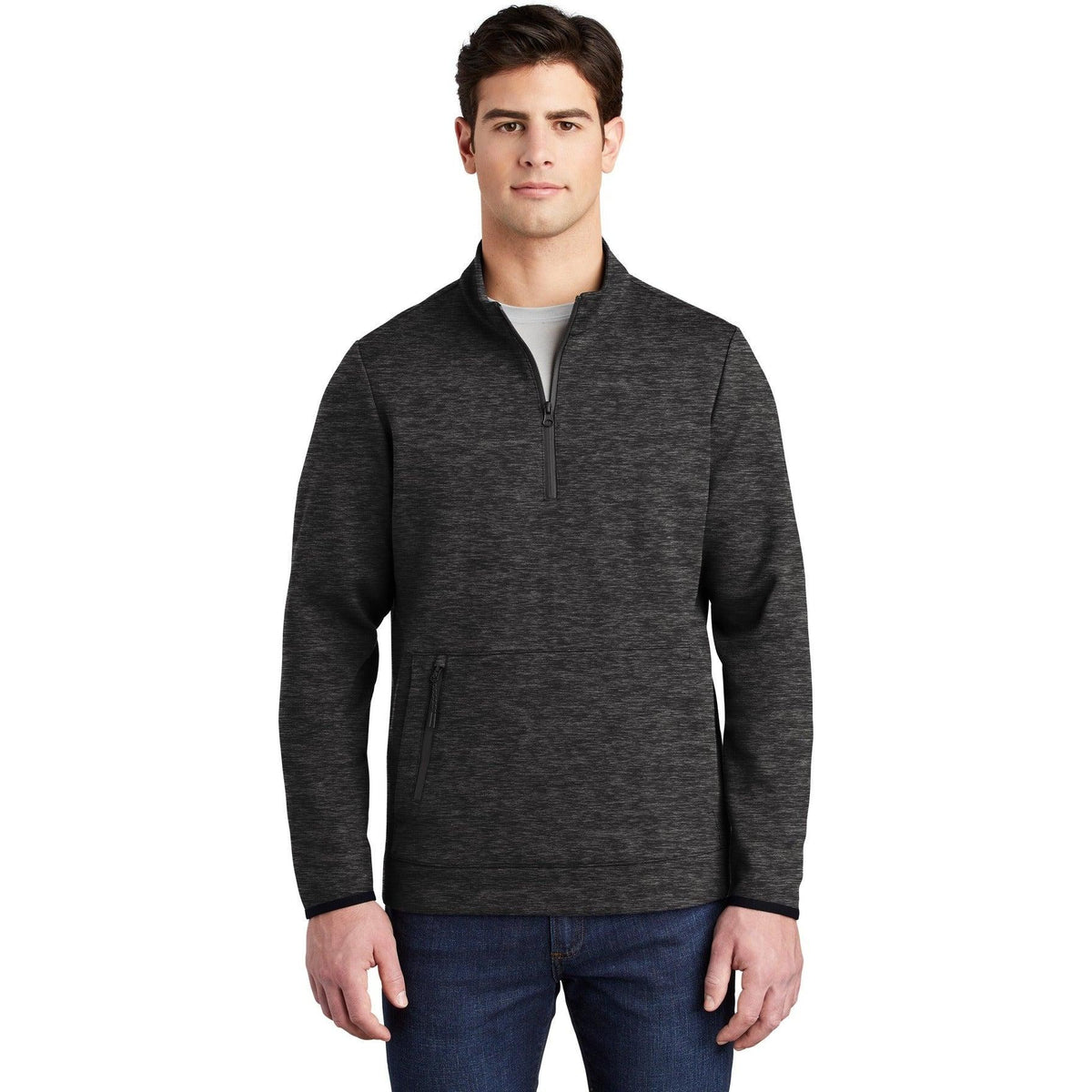logo-left Sport-Tek Triumph 1/4-Zip Pullover-Quarter Zips-Sport-Tek-Black Heather-S-Thread Logic