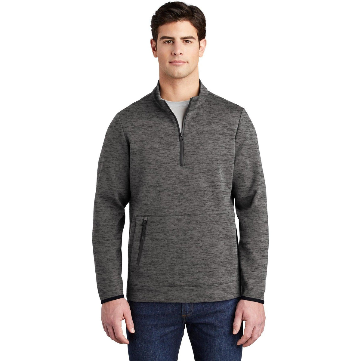 logo-left Sport-Tek Triumph 1/4-Zip Pullover-Quarter Zips-Sport-Tek-Dark Grey Heather-S-Thread Logic
