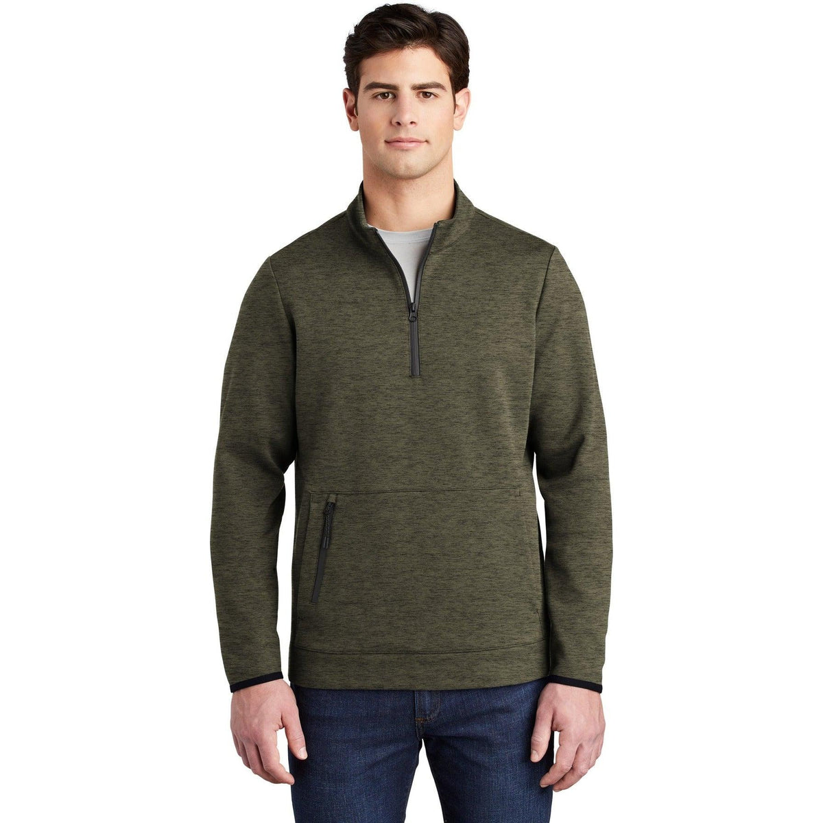 logo-left Sport-Tek Triumph 1/4-Zip Pullover-Quarter Zips-Sport-Tek-Olive Heather-S-Thread Logic