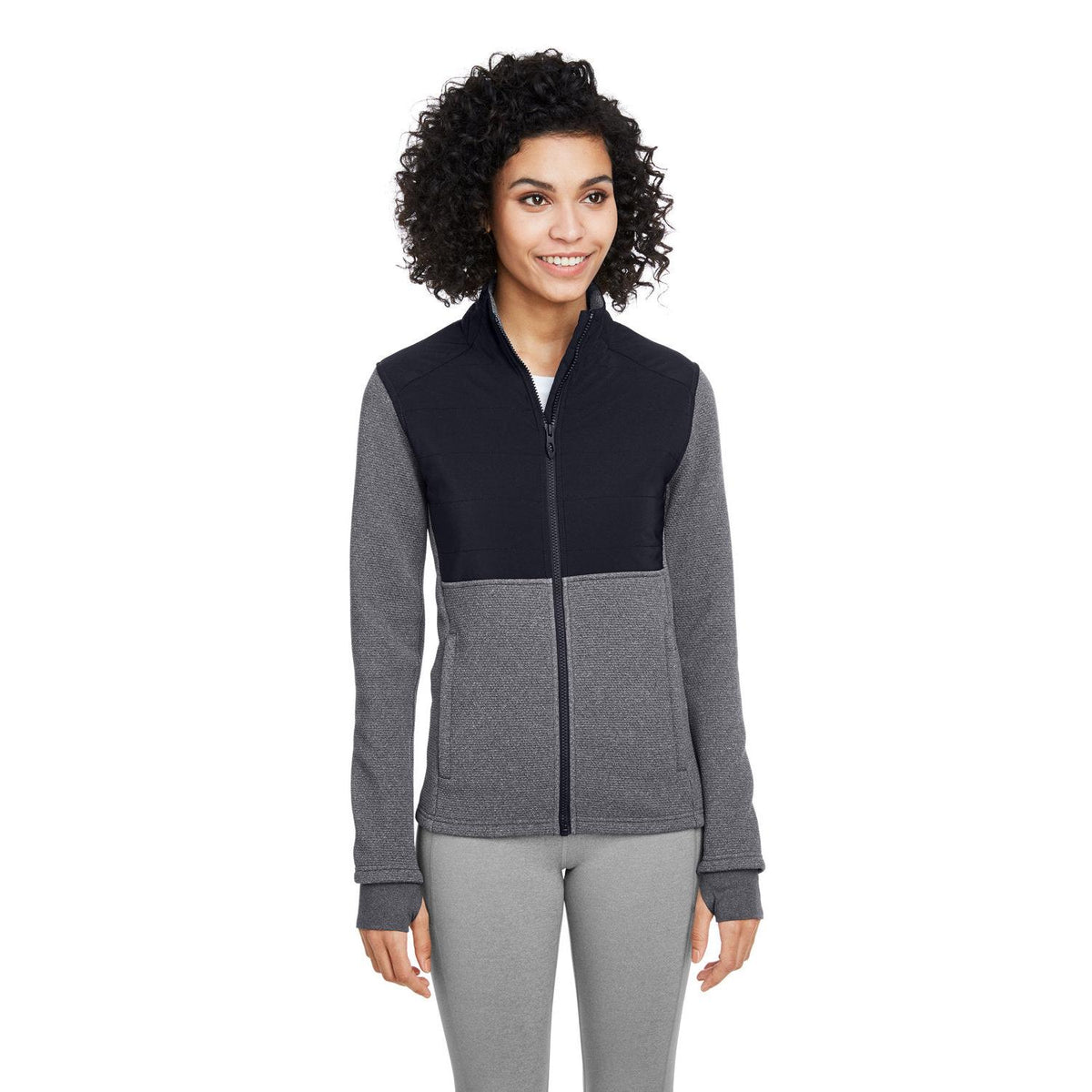 no-logo Spyder Ladies Pursuit Jacket-Ladies Jackets-Spyder-Black Heather/Black-S-Thread Logic