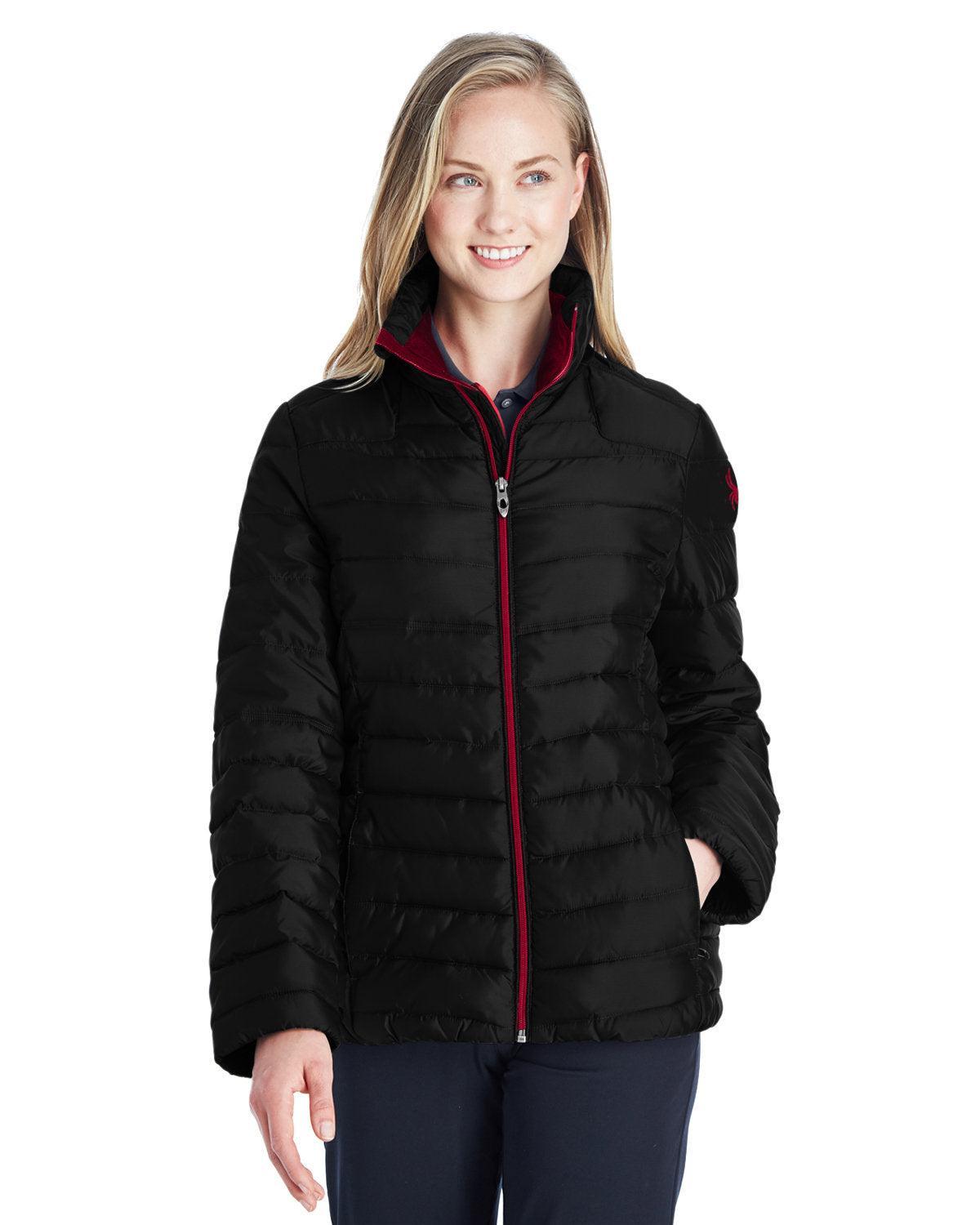Spyder Ladies Supreme Insulated Puffer Jacket-Ladies Jackets-Spyder-Black/Red-XS-Thread Logic