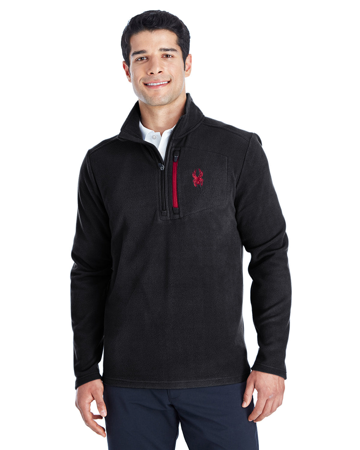 Spyder Transport Quarter-Zip Fleece Pullover-Men's Layering-Spyder-Black/Red-S-Thread Logic