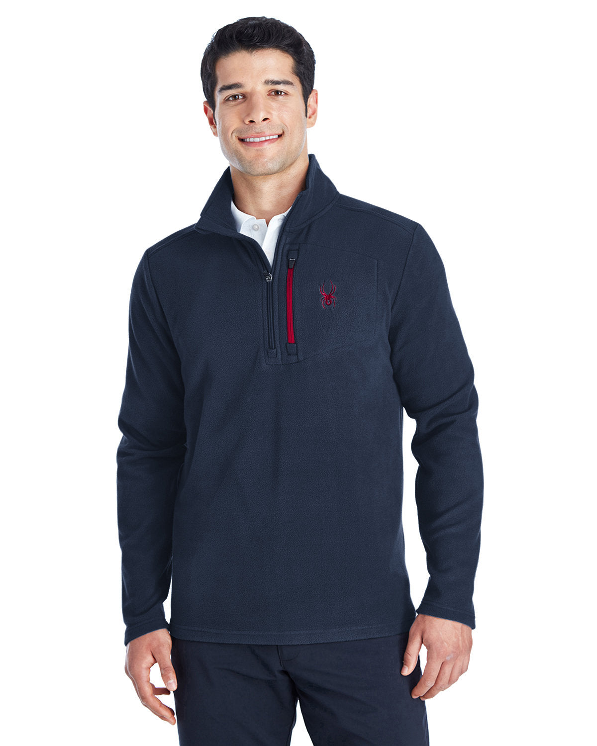 Spyder Transport Quarter-Zip Fleece Pullover-Men's Layering-Spyder-Frontier/Red-S-Thread Logic