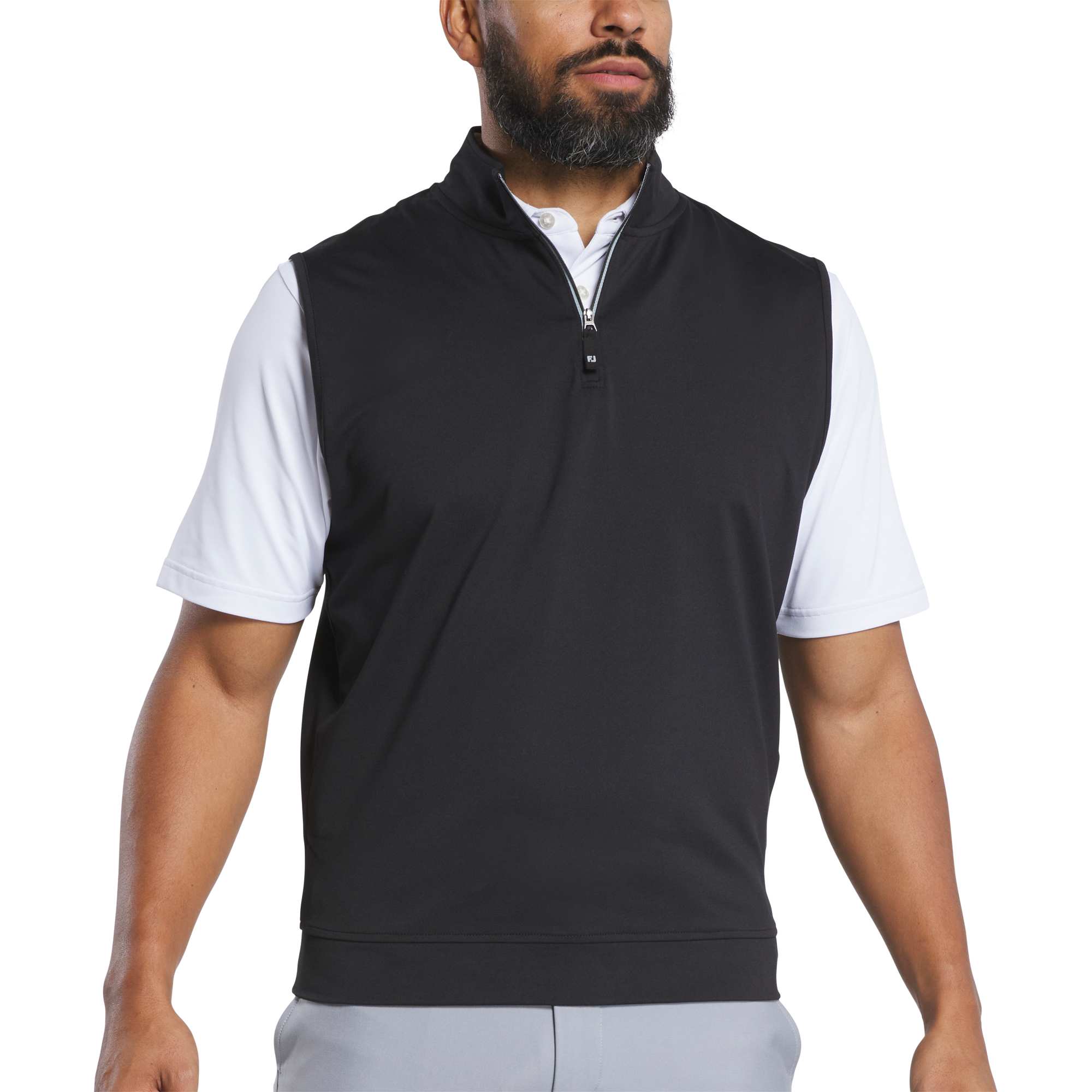 no-logo FootJoy Performance Quarter-Zip Golf Vest-FootJoy-Black-S-Thread Logic