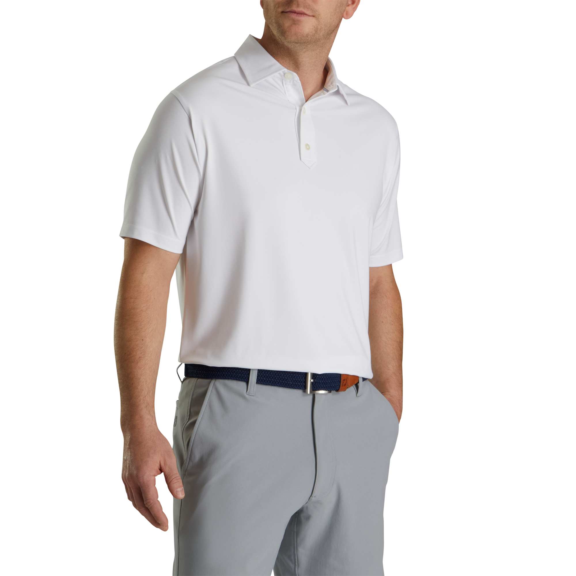 no-logo FootJoy Solid Lisle Performance Golf Polo-FootJoy-White-S-Thread Logic