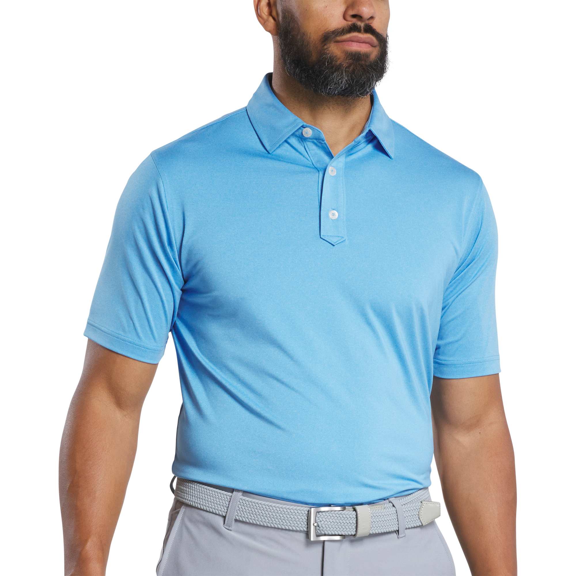 no-logo FootJoy Solid Lisle Performance Golf Polo-FootJoy-Aspen Blue Heather-S-Thread Logic