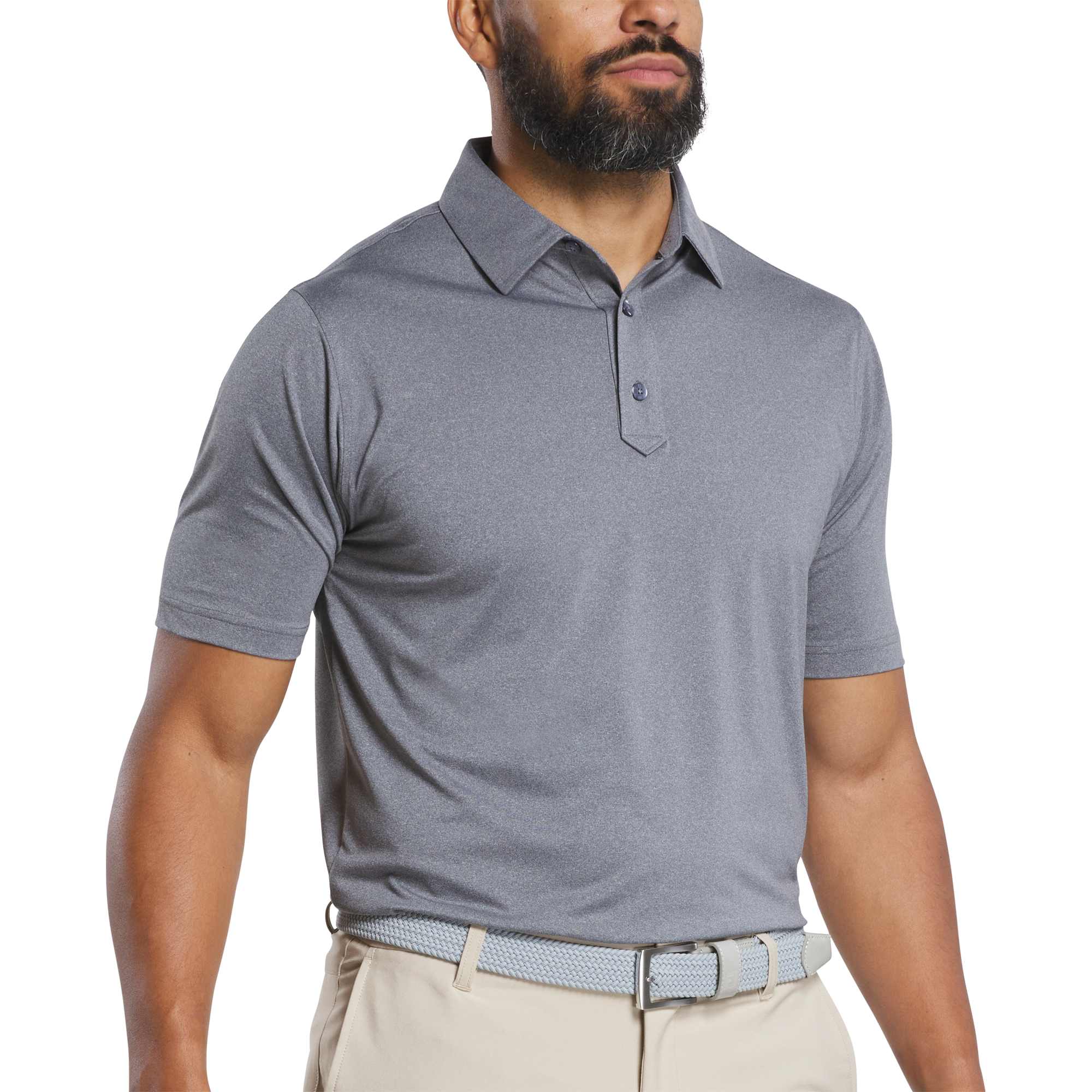 no-logo FootJoy Solid Lisle Performance Golf Polo-FootJoy-Heather Dark Charcoal-S-Thread Logic