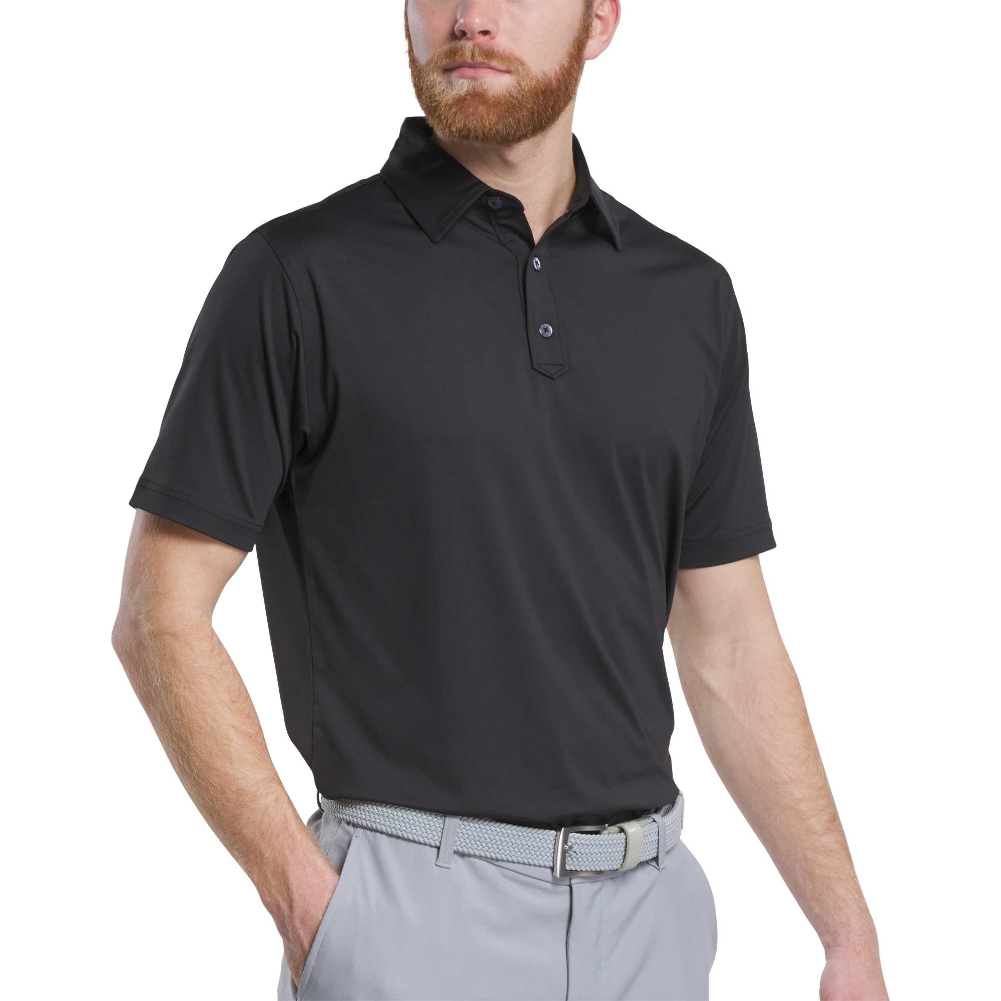 no-logo FootJoy Solid Lisle Performance Golf Polo-FootJoy-Black-S-Thread Logic