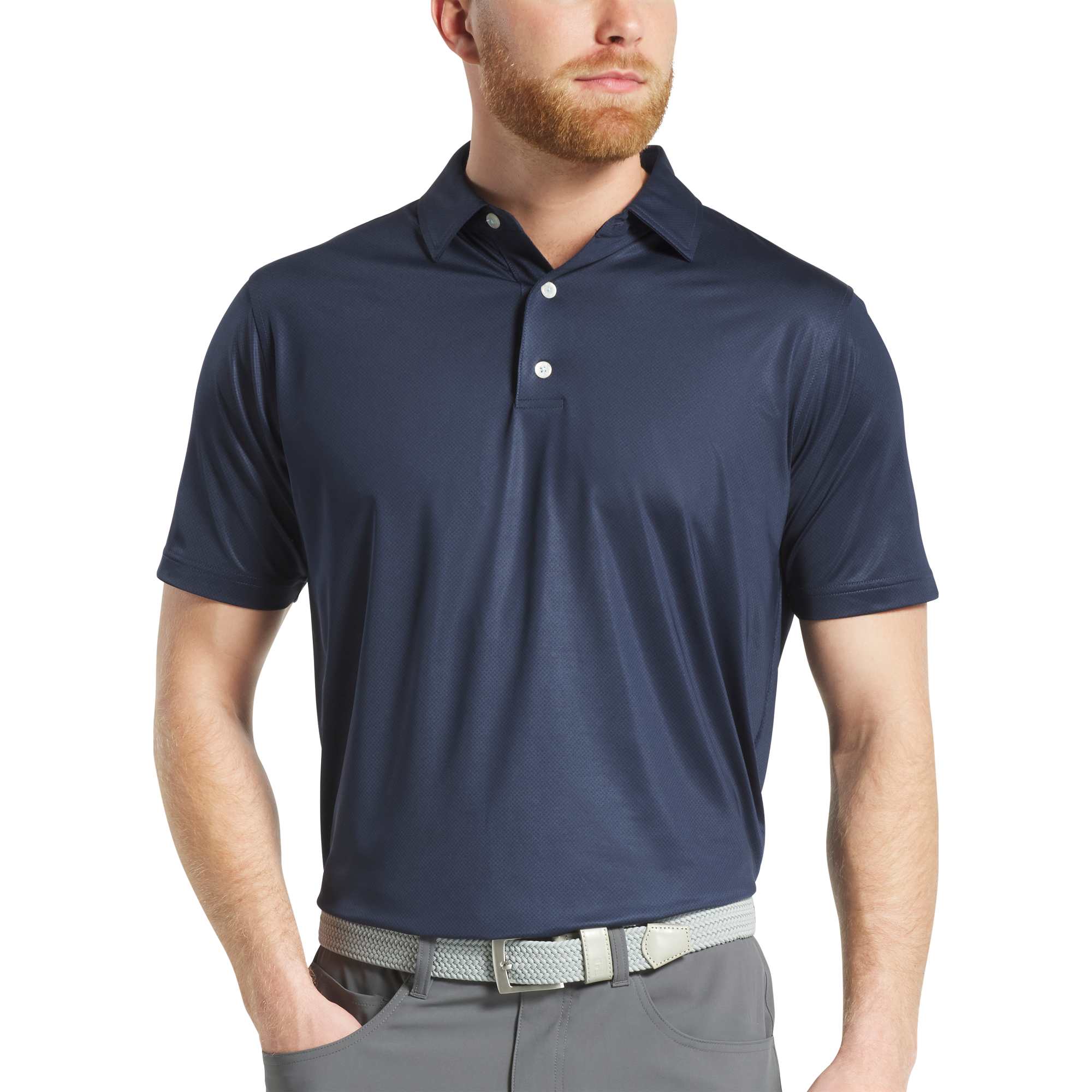 no-logo FootJoy Tonal Dot Performance Golf Polo-FootJoy-Navy-S-Thread Logic