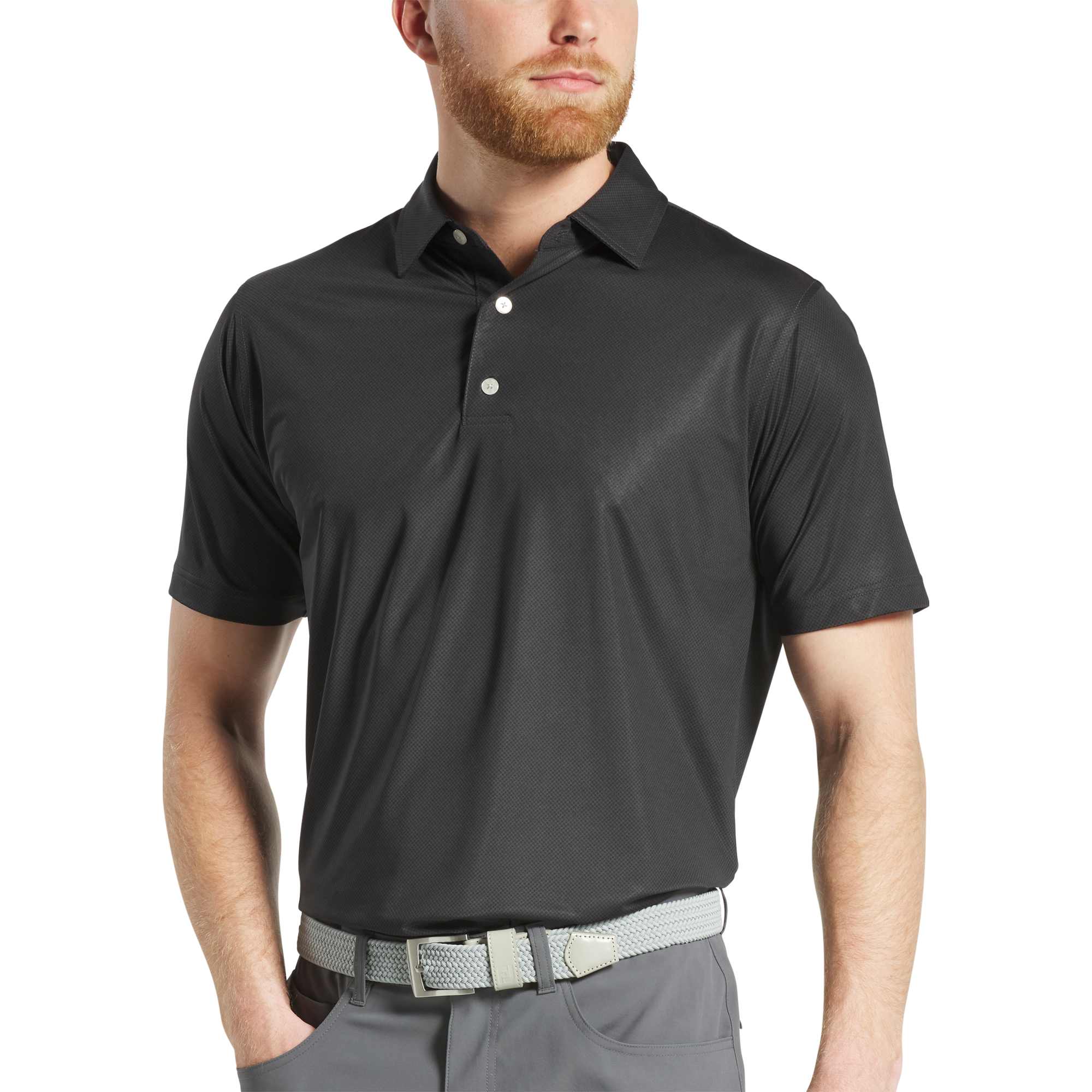 no-logo FootJoy Tonal Dot Performance Golf Polo-FootJoy-Black-S-Thread Logic