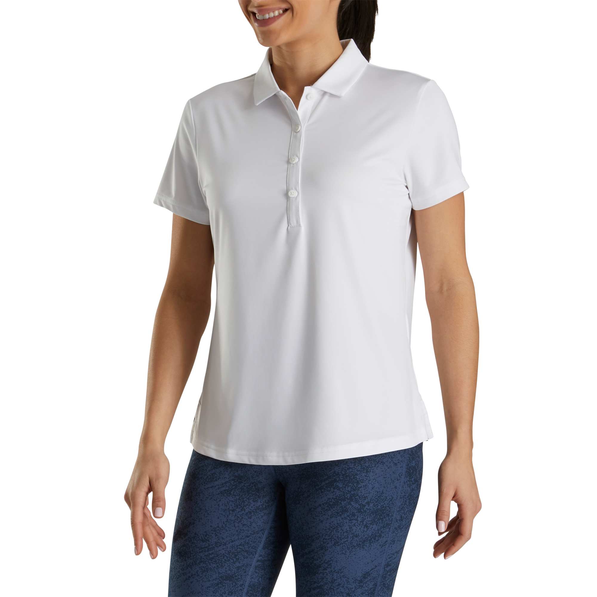 no-logo FootJoy Ladies Solid Lisle Performance Golf Polo-FootJoy-White-S-Thread Logic