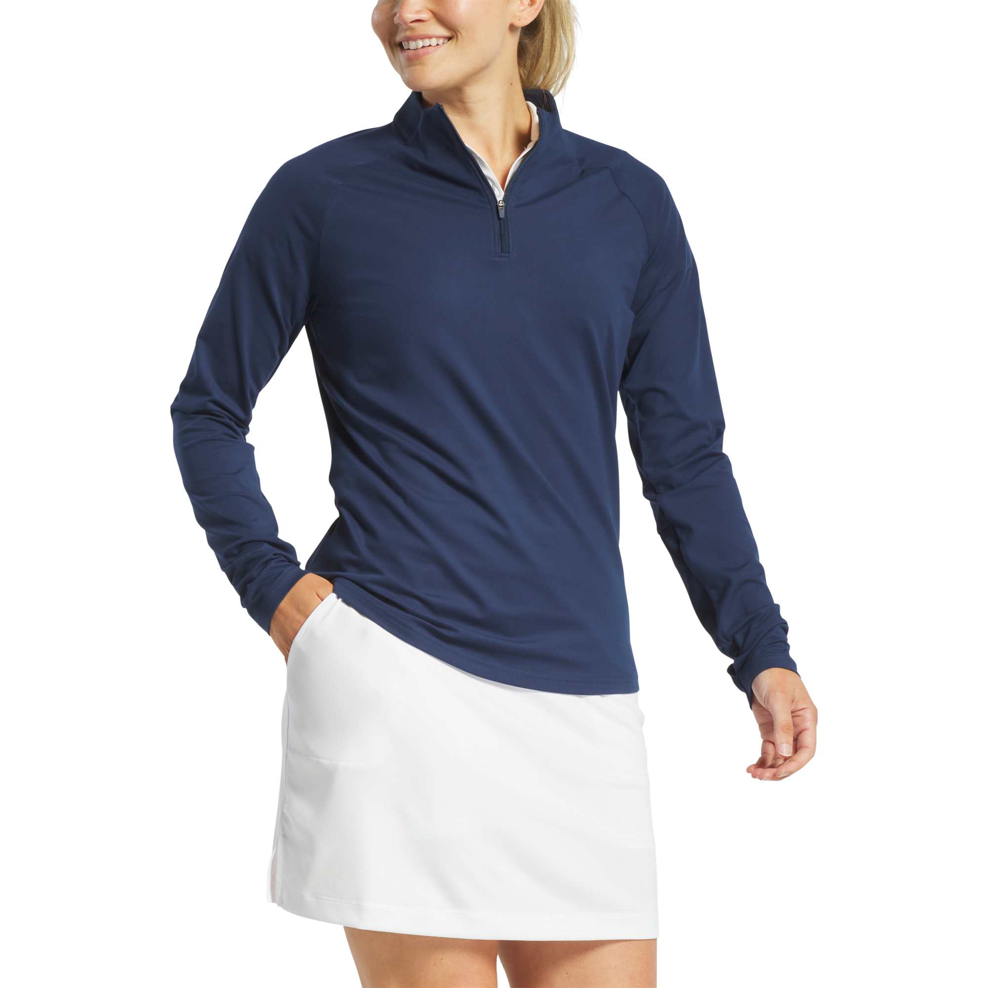 no-logo FootJoy Ladies Performance Quarter-Zip Pullover-FootJoy-Navy-S-Thread Logic