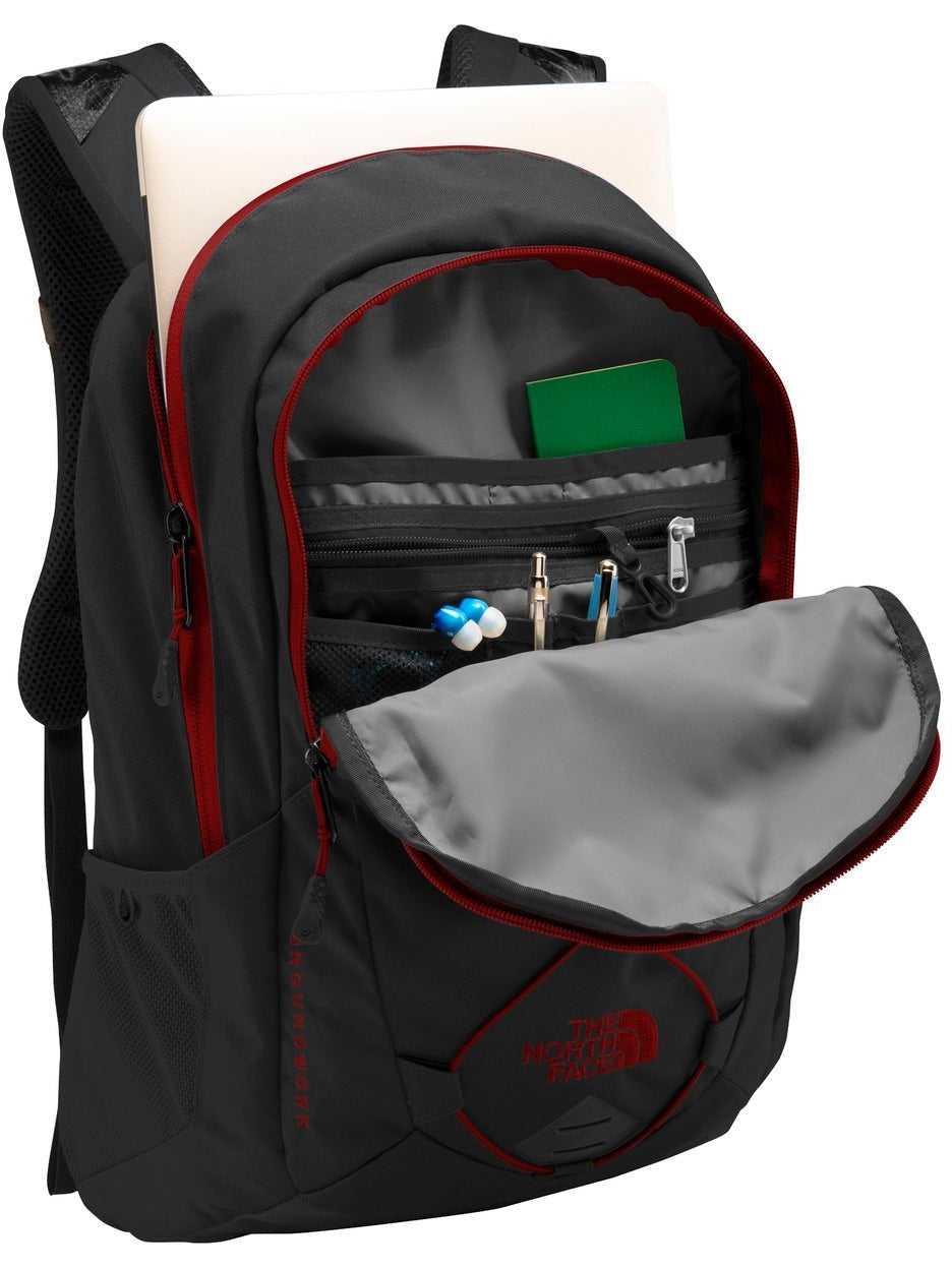 no-logo The North Face Groundwork Backpack-Regular-The North Face-TNF Dark Grey Heather/Cardinal Red-Thread Logic