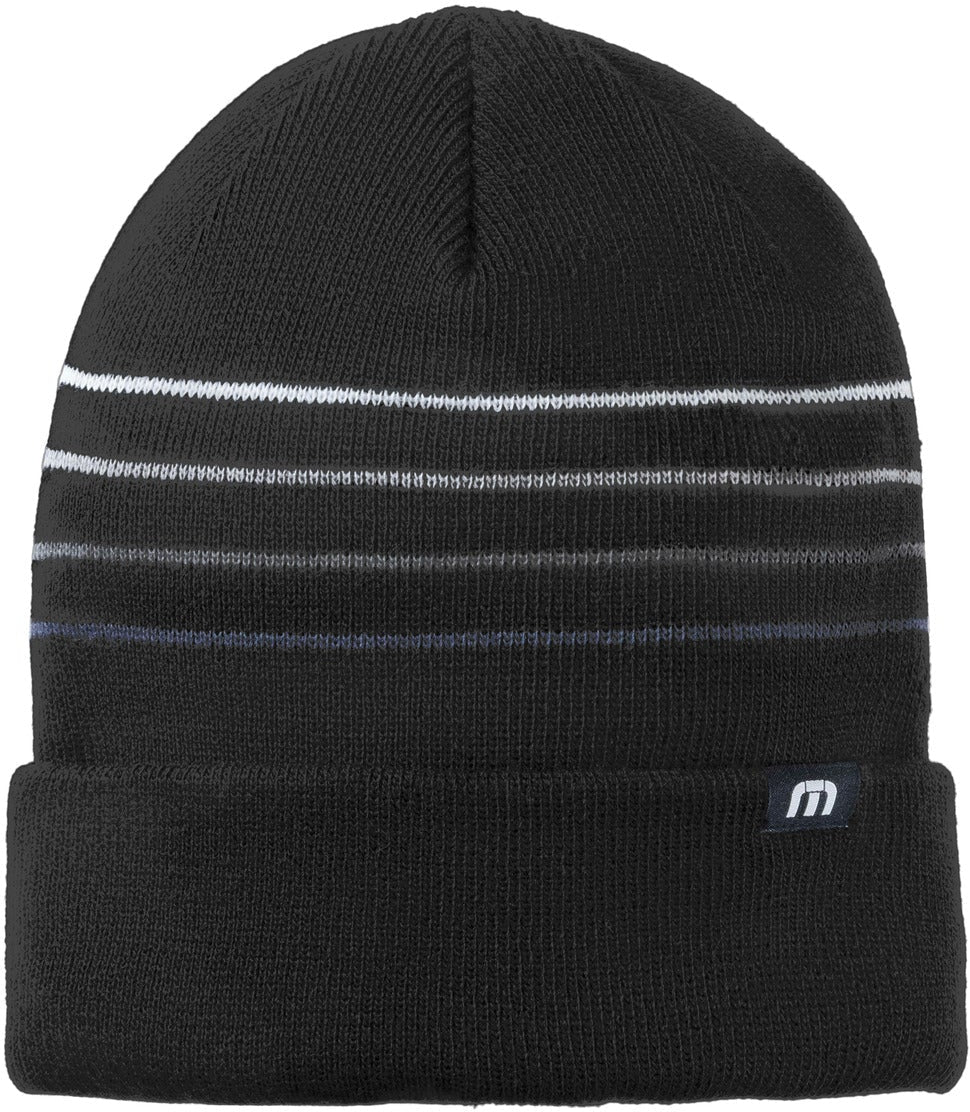 no-logo TravisMathew Striped Cuffed Beanie-New-TravisMathew-Black-1 Size-Thread Logic