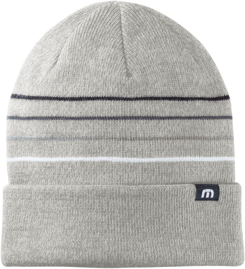 no-logo TravisMathew Striped Cuffed Beanie-New-TravisMathew-Light Grey Heather-1 Size-Thread Logic