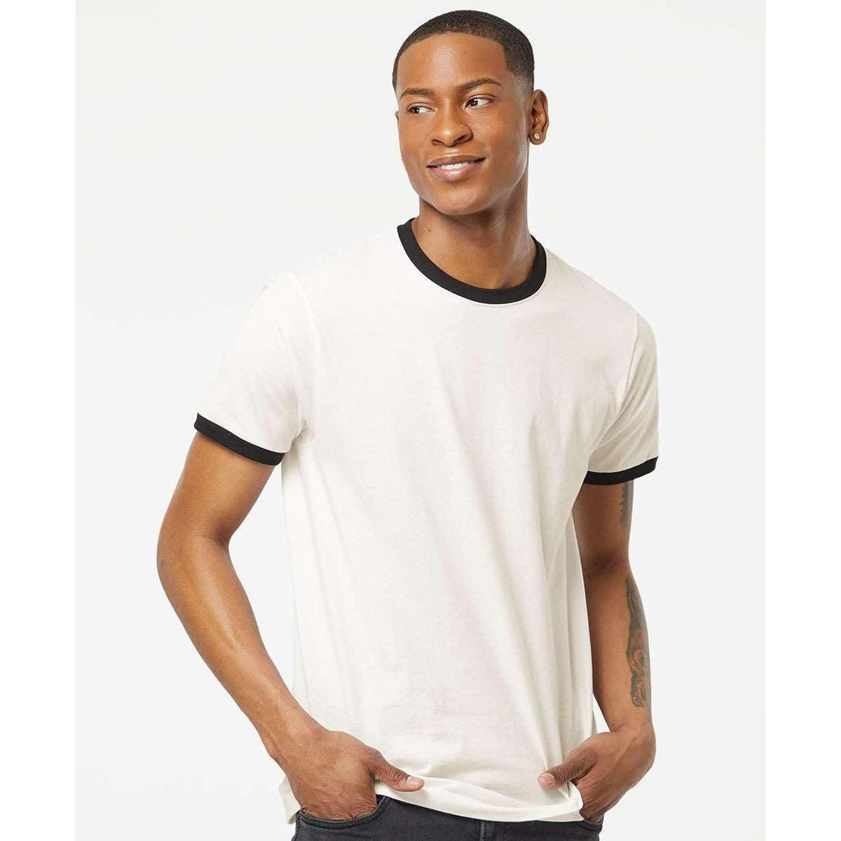 no-logo Tultex Unisex Fine Jersey Ringer T-Shirt-T-Shirts-Tultex-Thread Logic