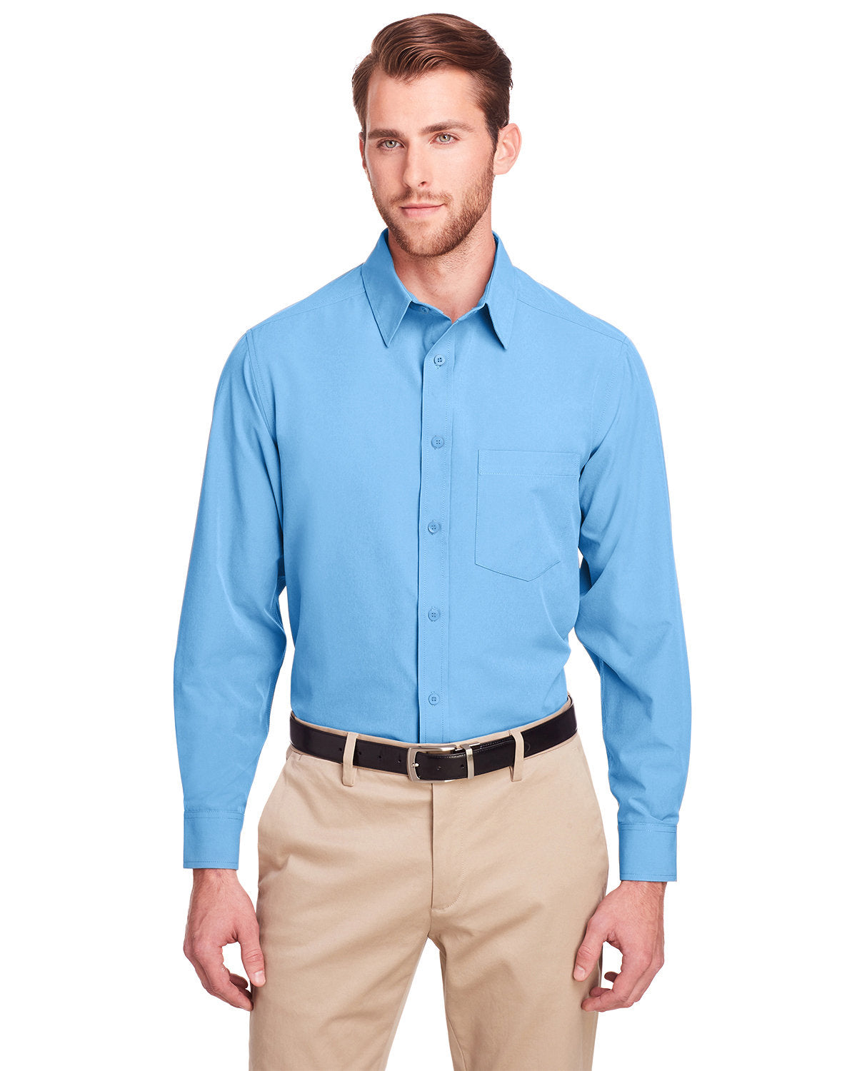 UltraClub Bradley Performance Woven Shirt-Men's Dress Shirts-UltraClub-Columbia Blue-S-Thread Logic