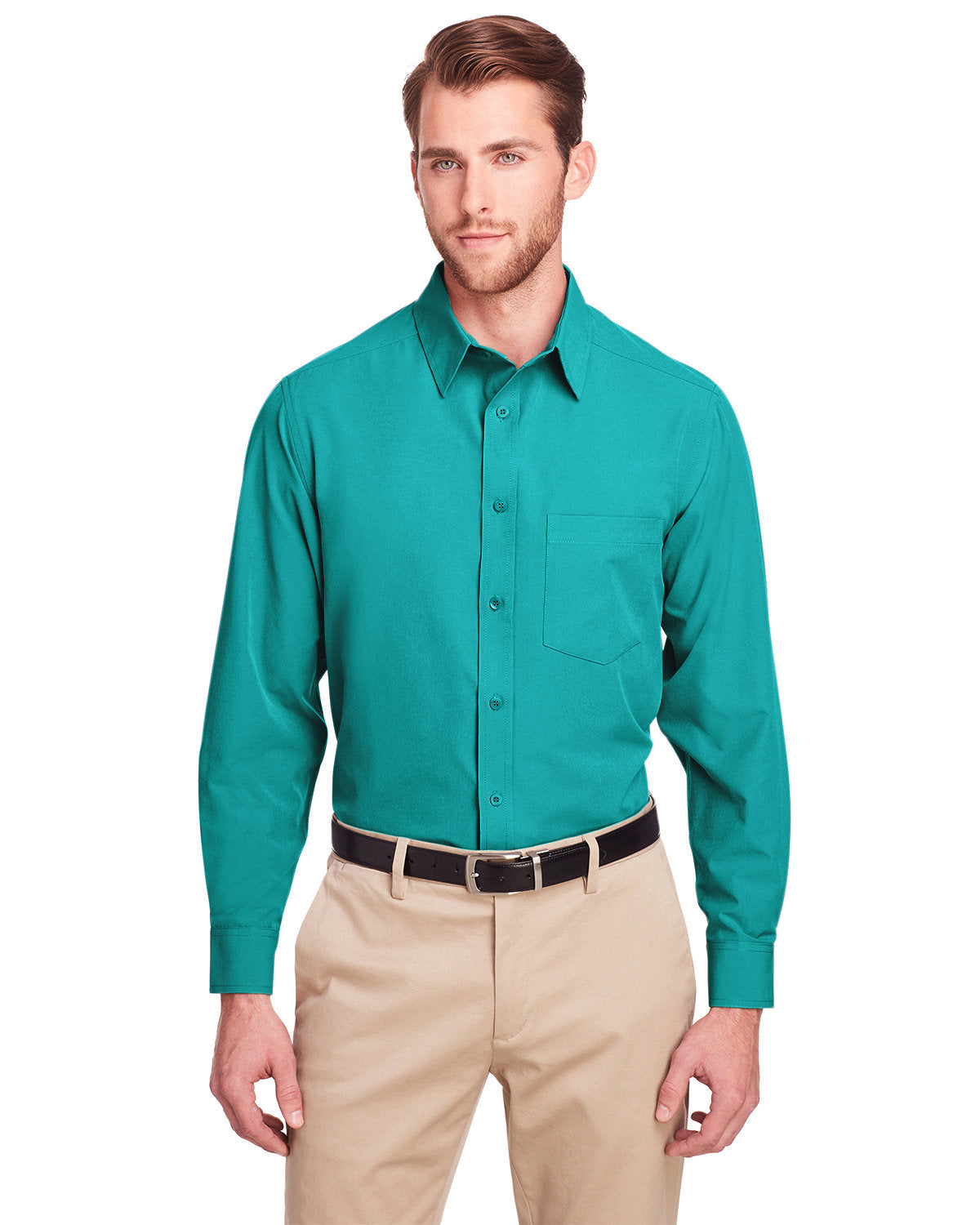 UltraClub Bradley Performance Woven Shirt-Men's Dress Shirts-UltraClub-Jade-S-Thread Logic
