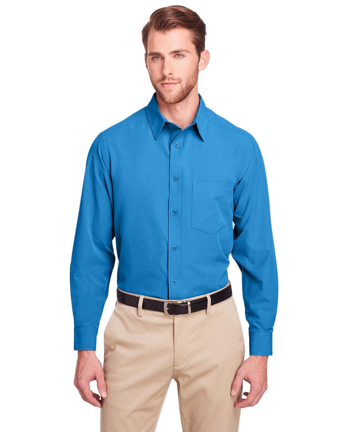 UltraClub Bradley Performance Woven Shirt-Men's Dress Shirts-UltraClub-Pacific Blue-S-Thread Logic