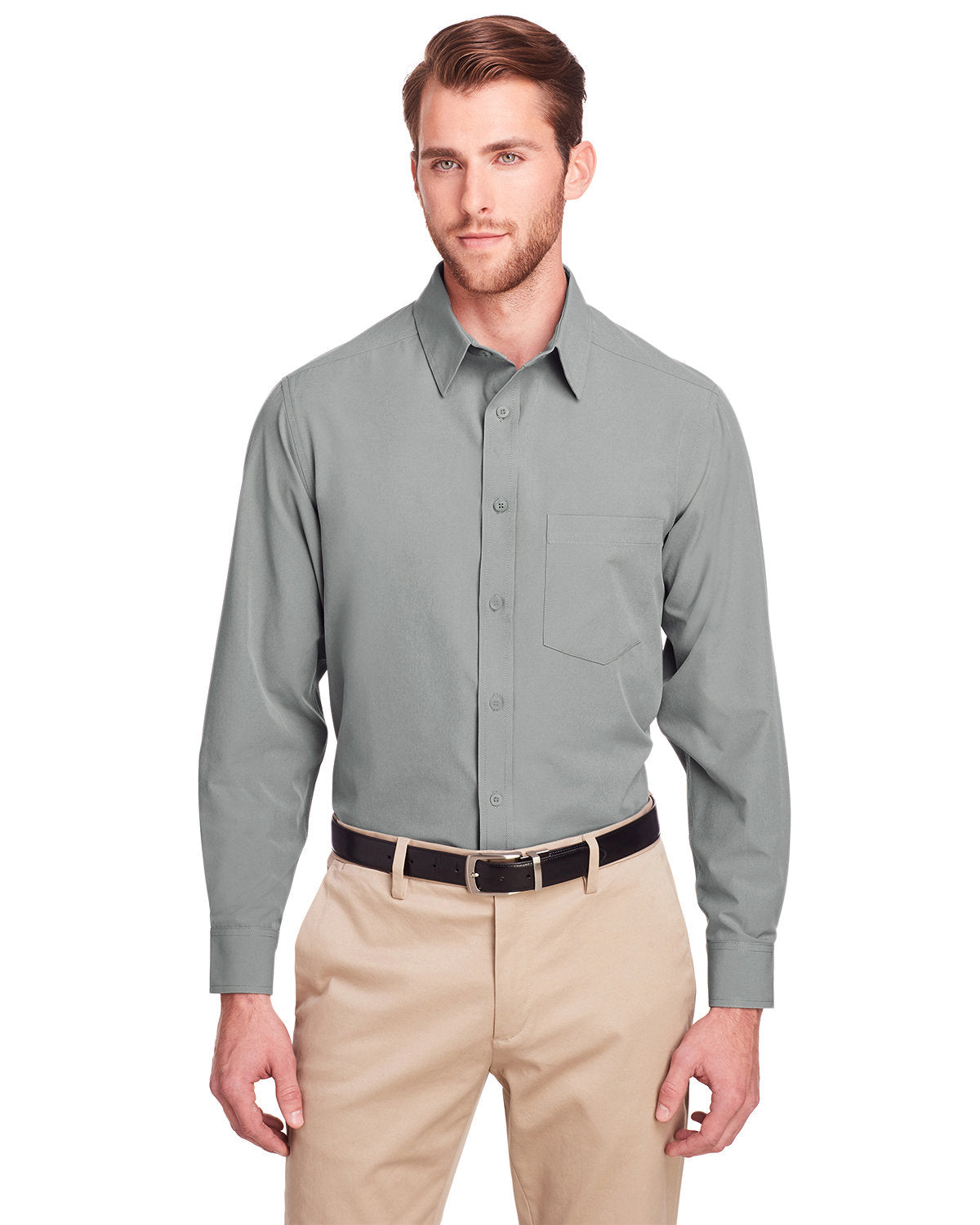 UltraClub Bradley Performance Woven Shirt-Men's Dress Shirts-UltraClub-Silver-S-Thread Logic