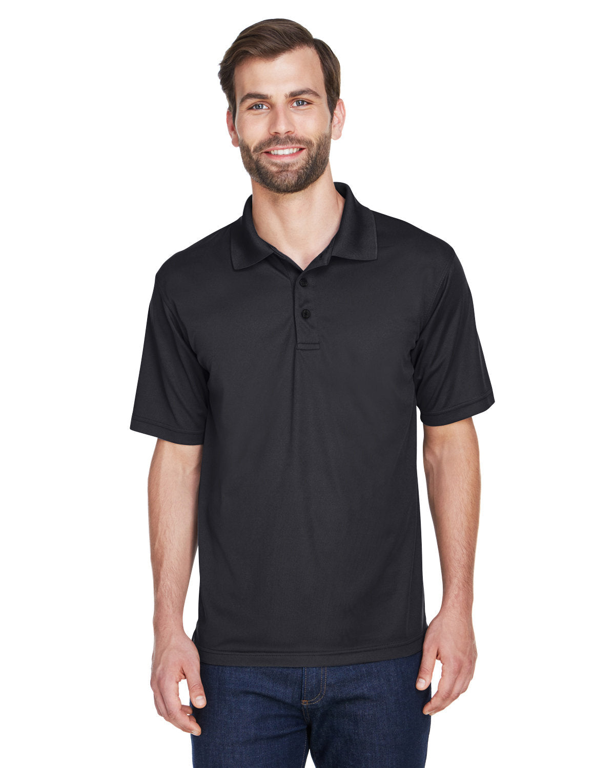 UltraClub Cool & Dry Mesh Pique Polo-Men's Polos-UltraClub-Black-S-Thread Logic