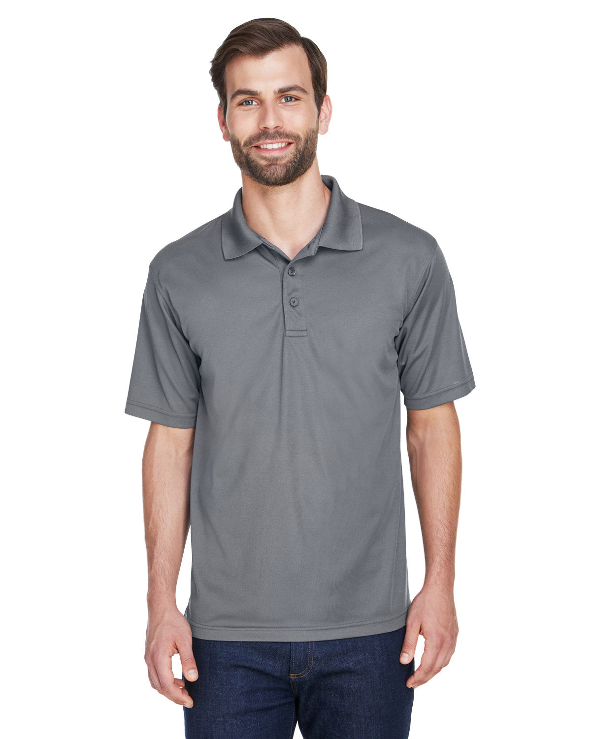 UltraClub Cool & Dry Mesh Pique Polo-Men's Polos-UltraClub-Charcoal-S-Thread Logic
