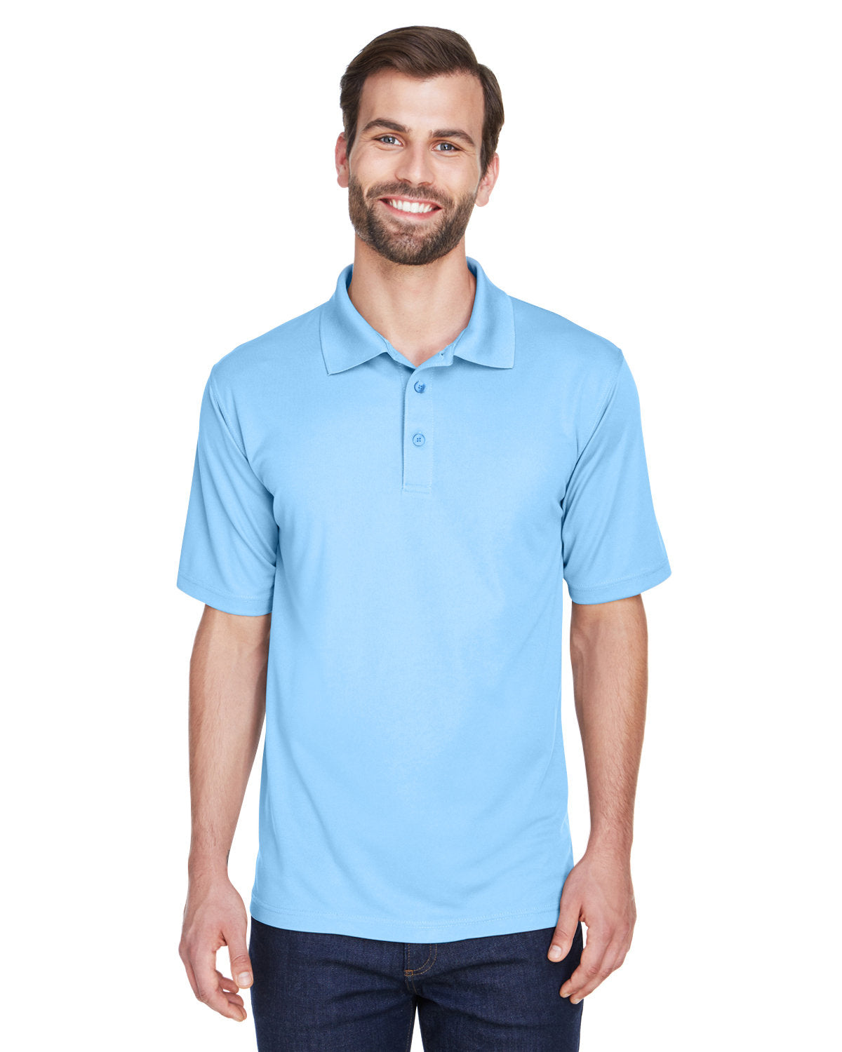 UltraClub Cool & Dry Mesh Pique Polo-Men's Polos-UltraClub-Columbia Blue-S-Thread Logic