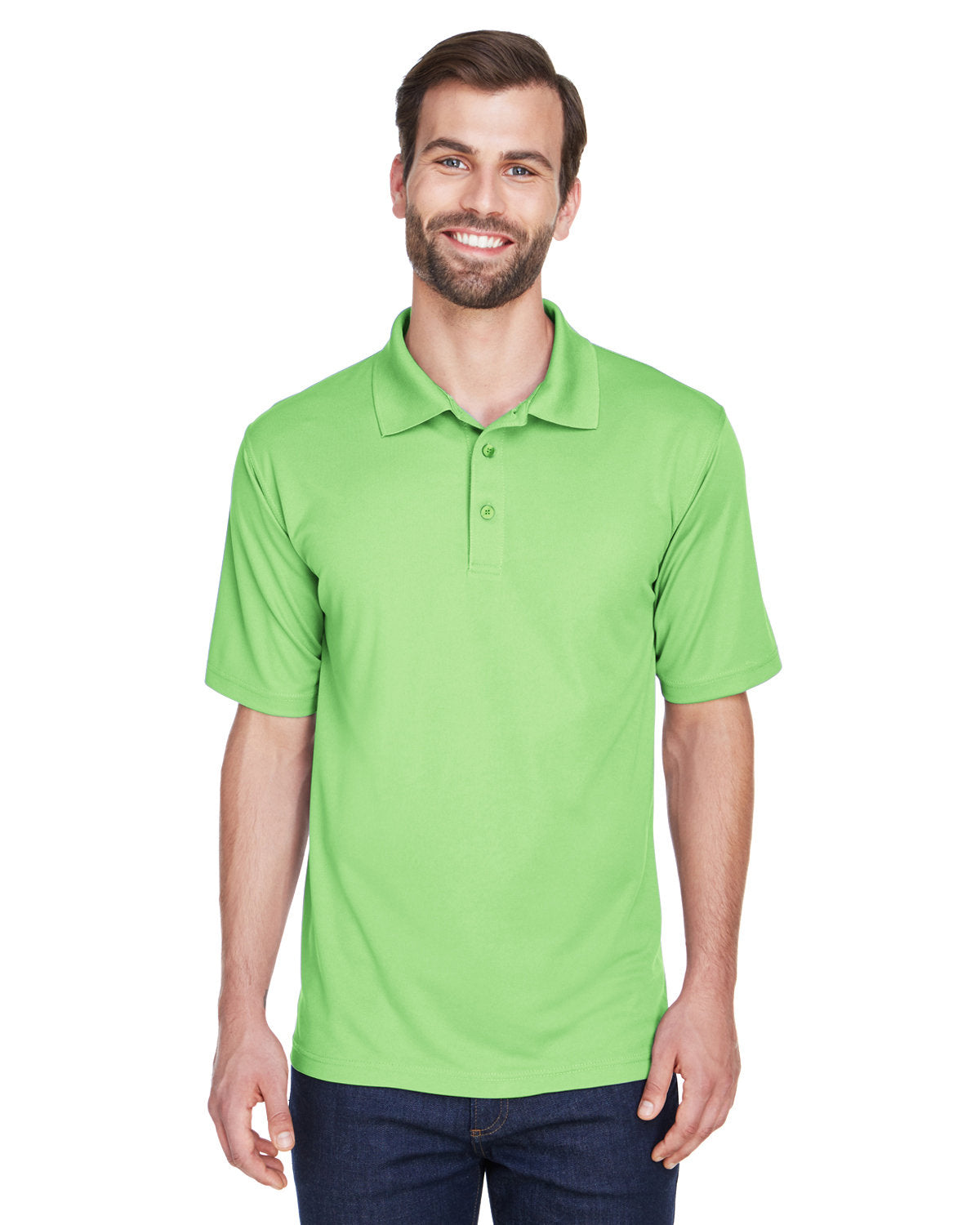 UltraClub Cool & Dry Mesh Pique Polo-Men's Polos-UltraClub-Light Green-S-Thread Logic