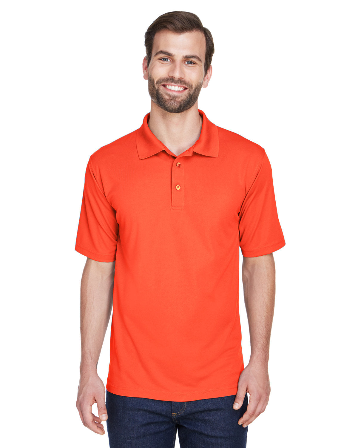 UltraClub Cool & Dry Mesh Pique Polo-Men's Polos-UltraClub-Orange-S-Thread Logic