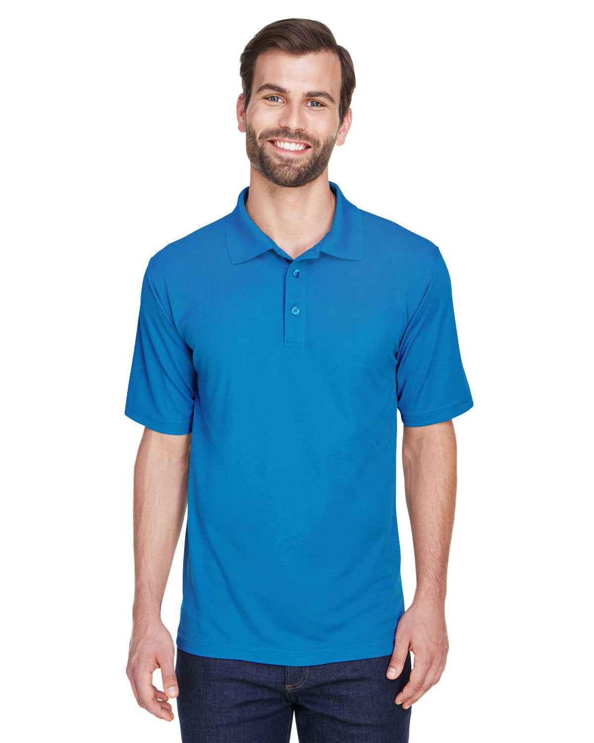 UltraClub Cool & Dry Mesh Pique Polo-Men's Polos-UltraClub-Pacific Blue-S-Thread Logic